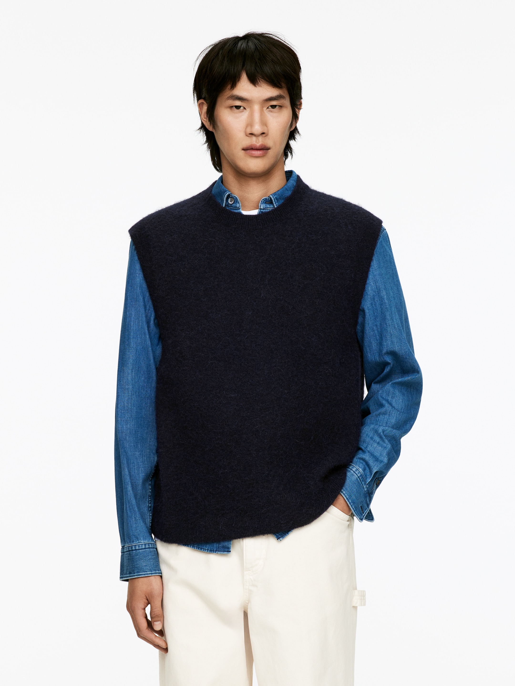 Visualizza immagine più grande: Gilet in misto alpaca e lana - Blu scuro - UOMO | H&M IT 1