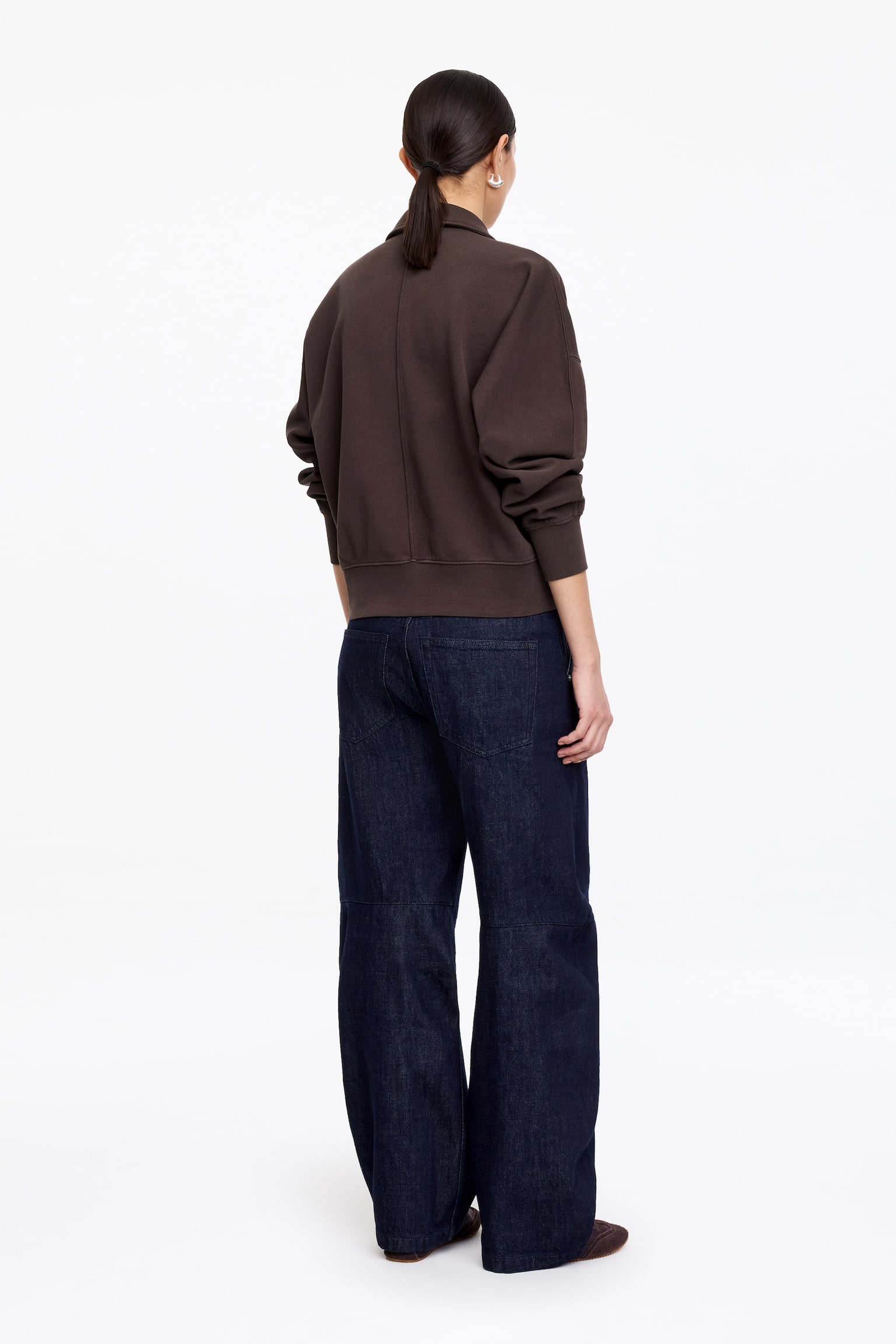 Sweat polo en tissu éponge - Marron foncé/Blanc cassé/Bleu ciel - 5