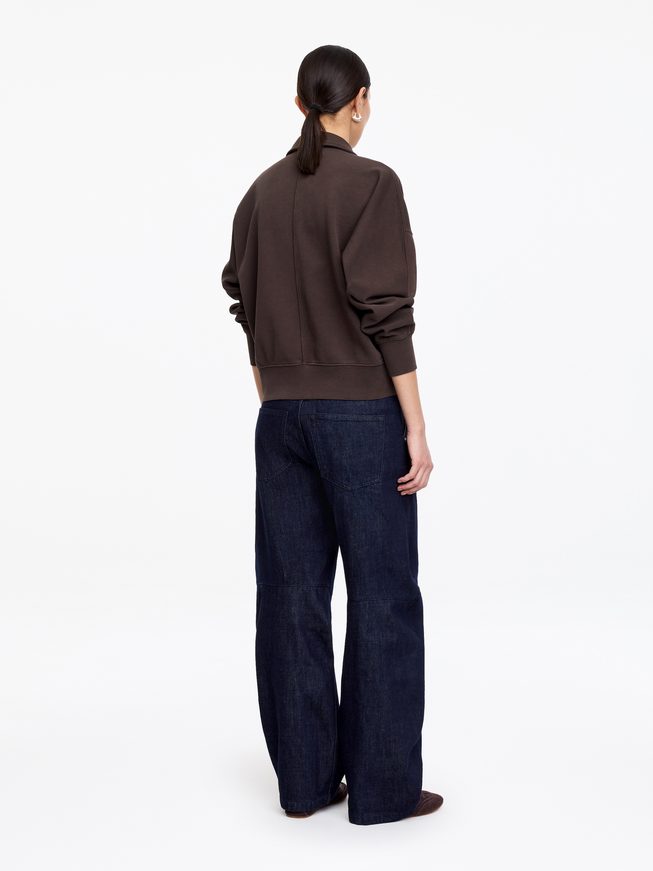 Sweatshirt aus French Terry mit Polokragen - Dunkelbraun - Regular Fit - Women - StillMedia/Lookbook - 3