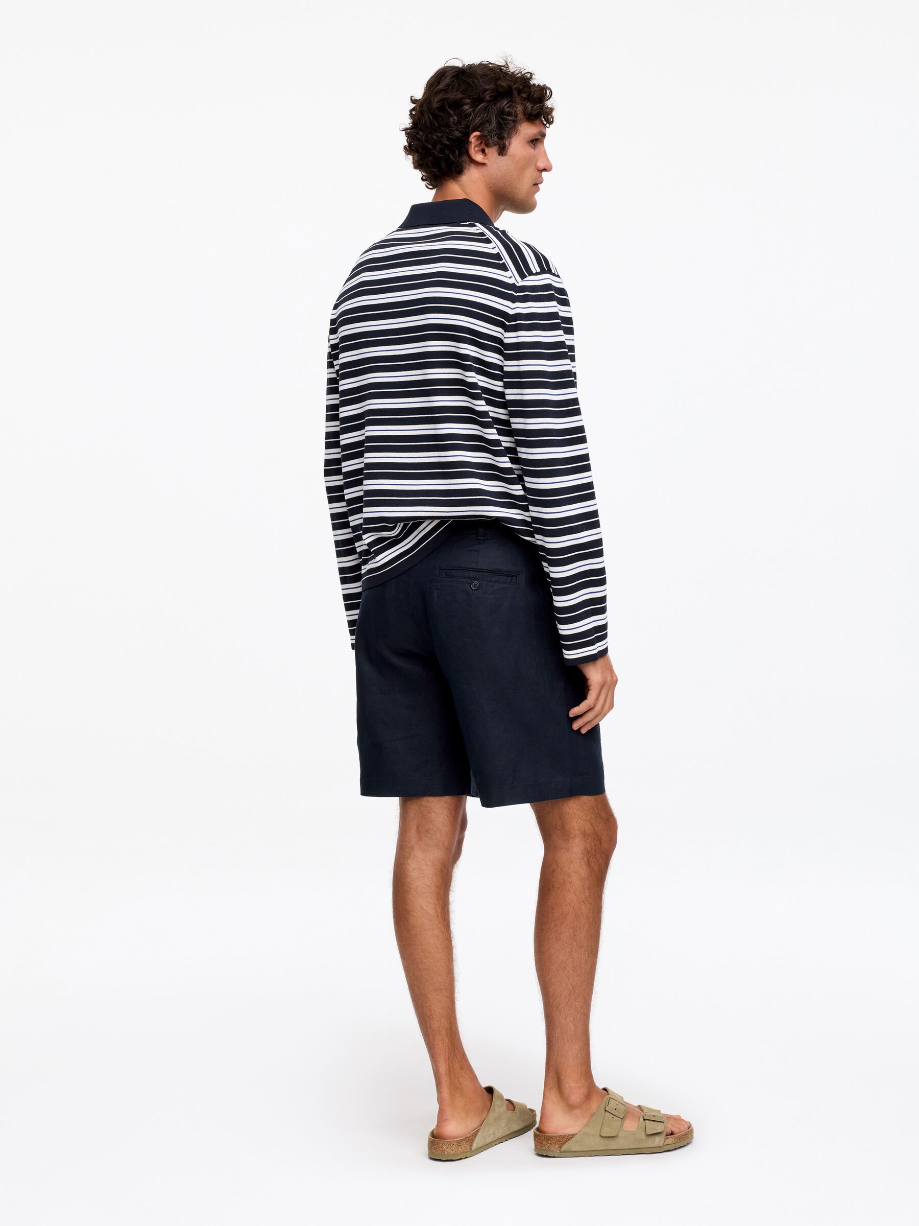 Linen Shorts - Dark Blue - Regular fit - Men - StillMedia/Lookbook - 3