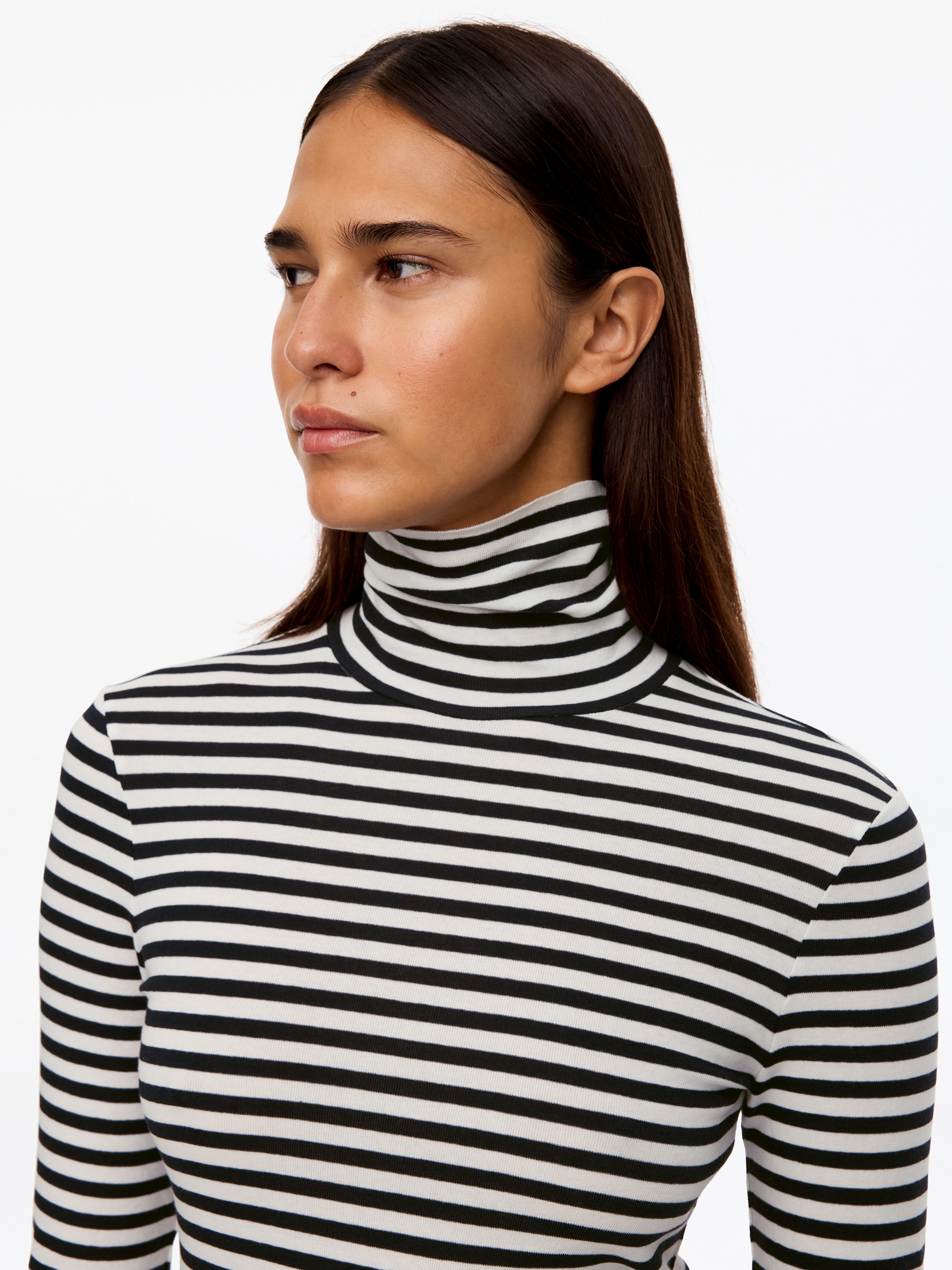 Rollkragenoberteil aus Baumwolle - Dunkelblau/Weiß - Slim Fit - women - StillMedia/Lookbook - 2