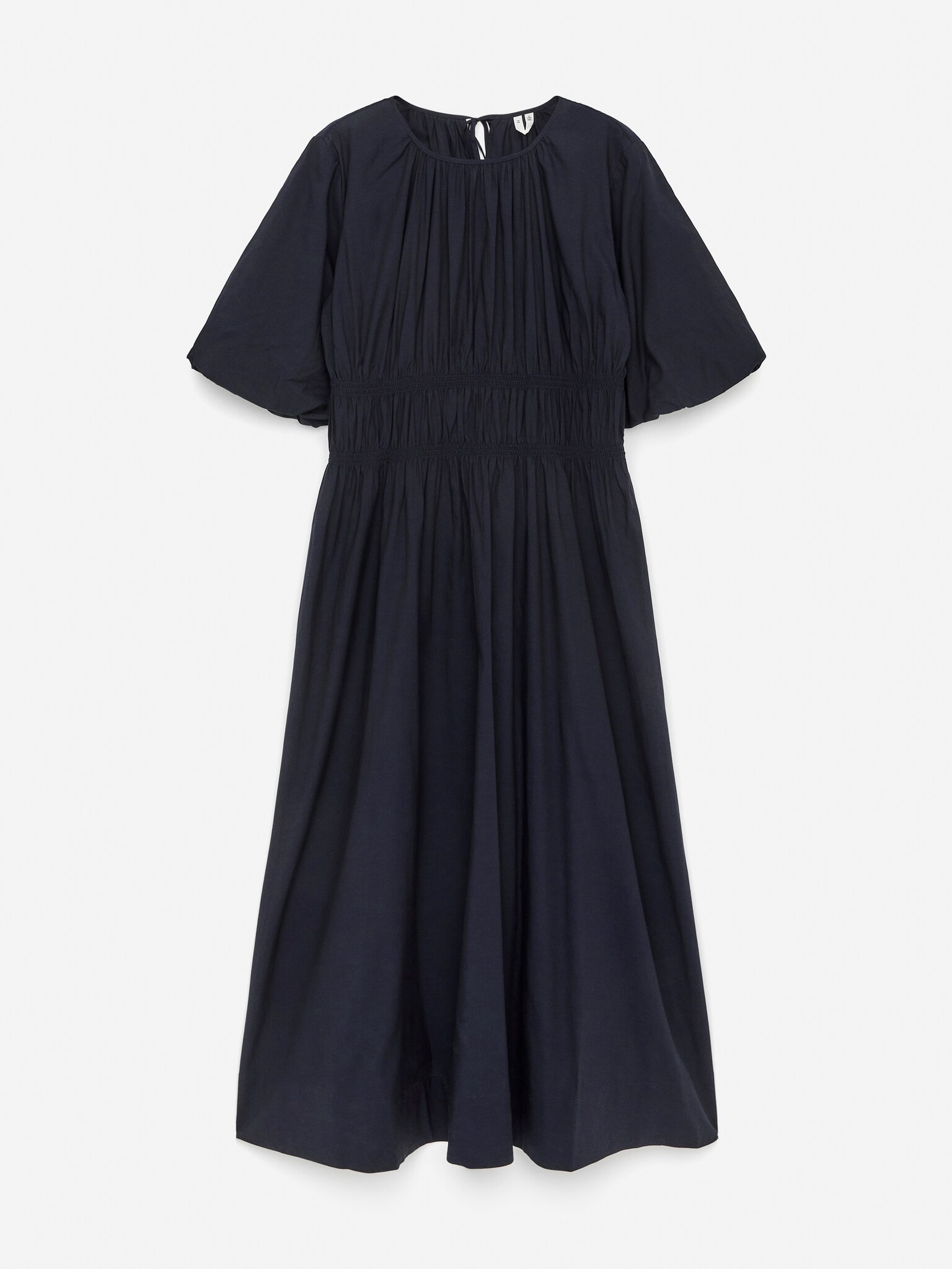 Volume-Sleeve Dress - Dark Blue
