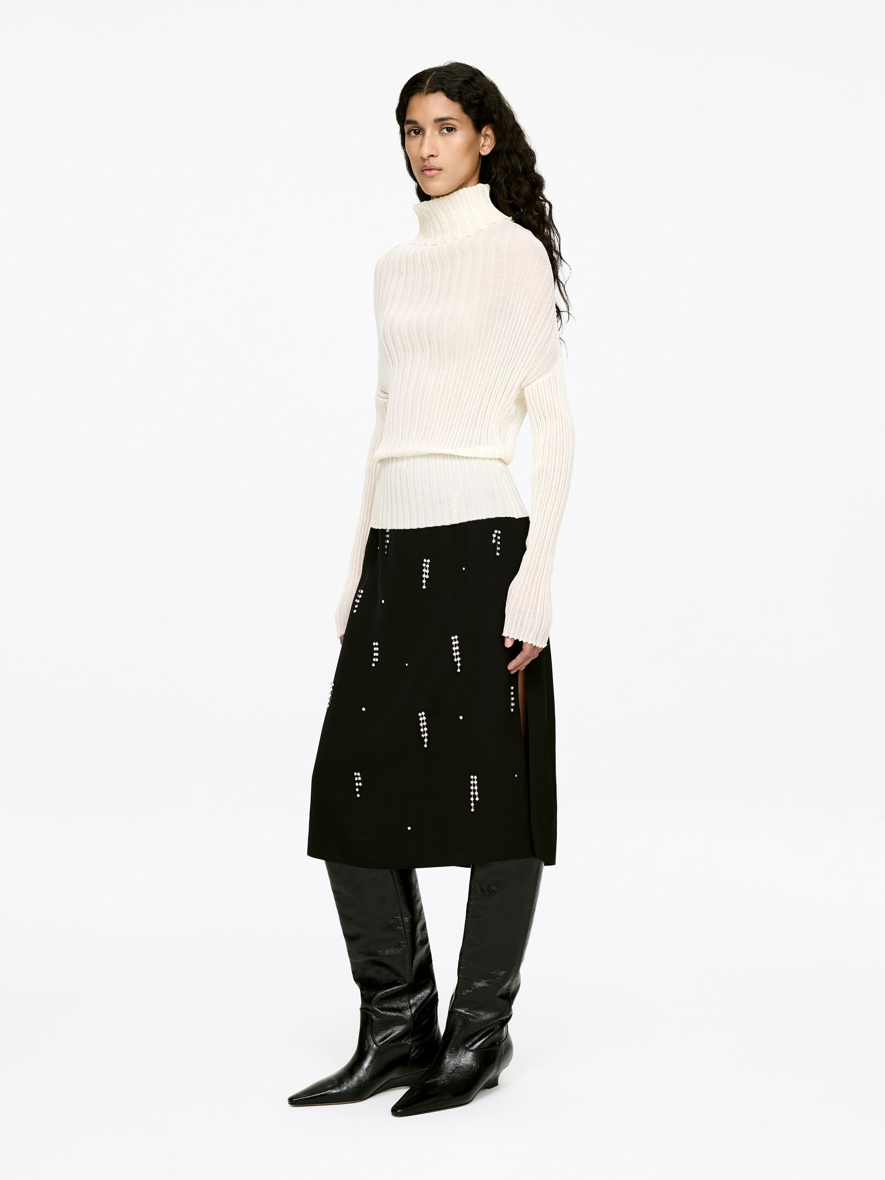 Rib Roll-Neck Top - Off White - Regular fit - Women - StillMedia/Lookbook - 6