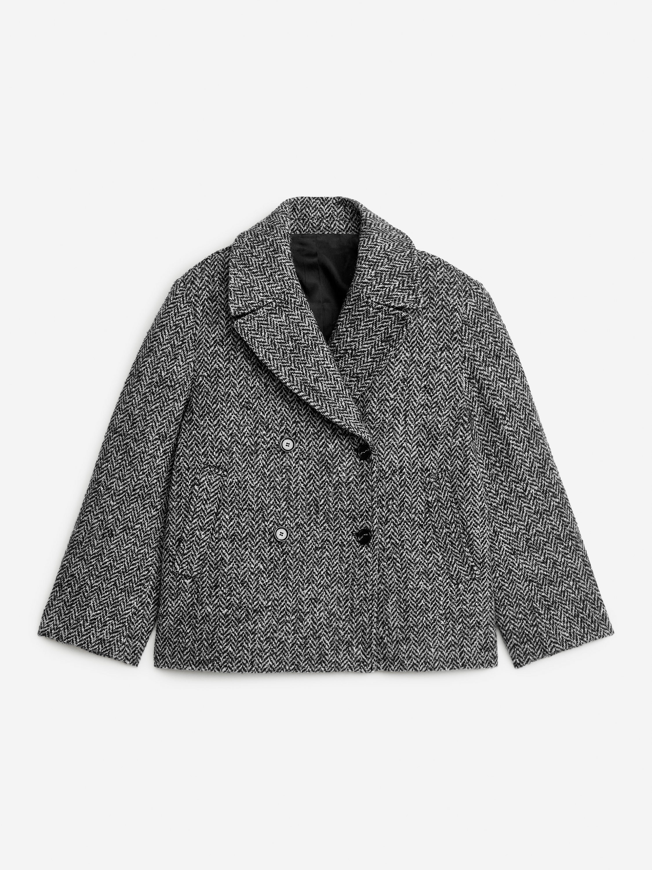 Herringbone Peacoat-Black-5847