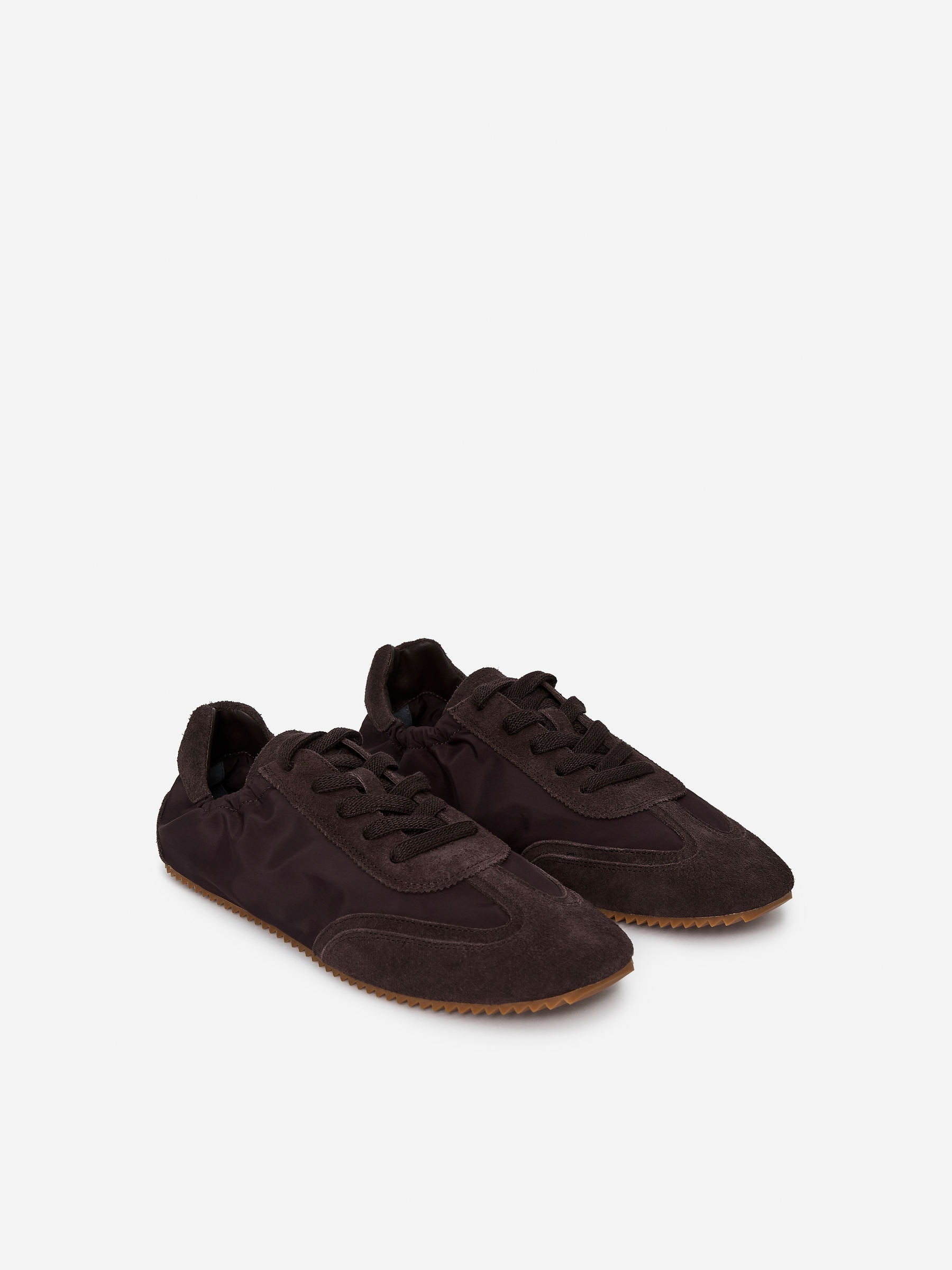 Suede-Nylon Trainers - Dark Brown - Women - StillMedia/DescriptiveStillLife - 3