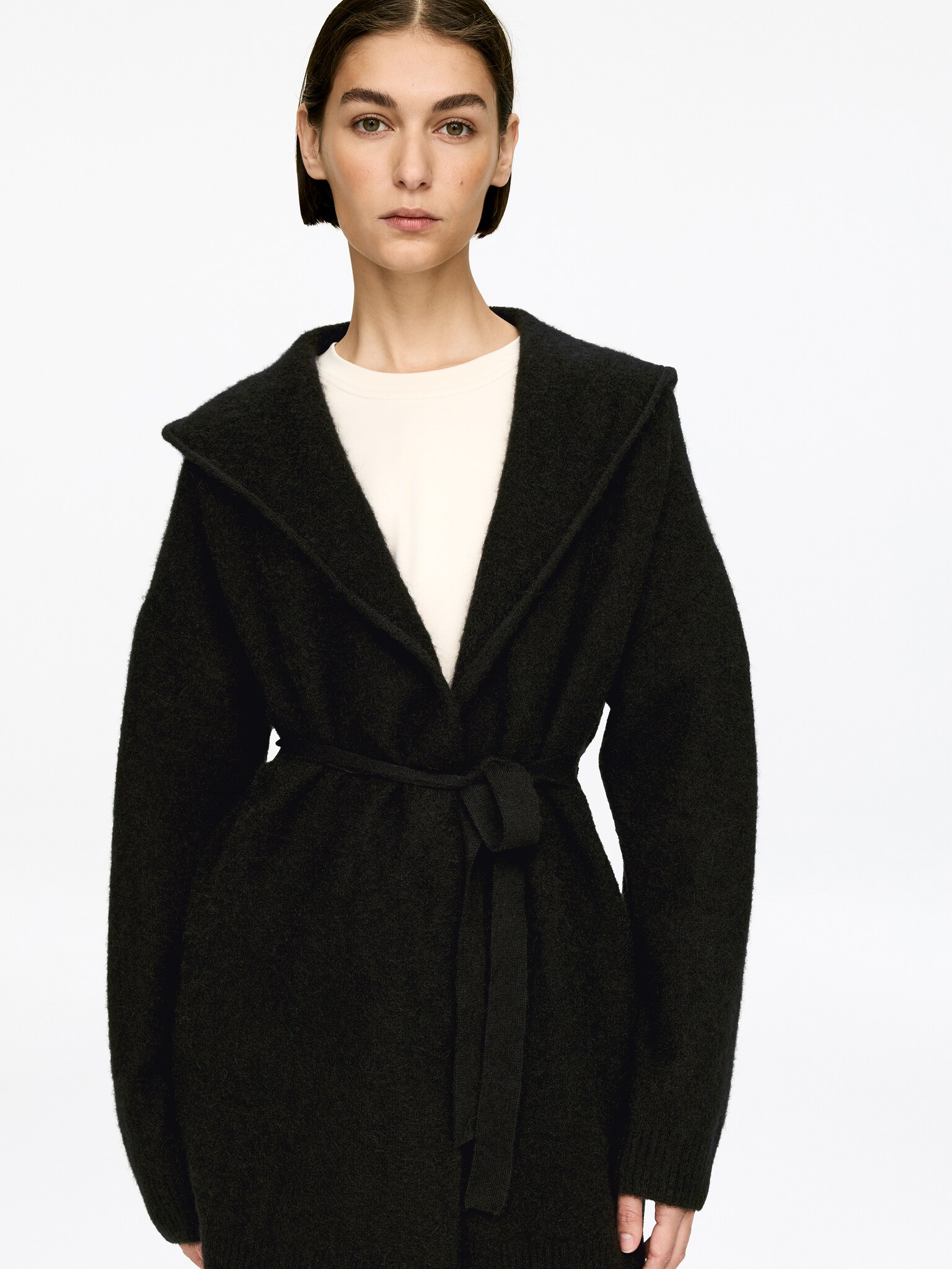 Cardigan en mélange de laine et d'alpaga - Noir/gris - 5