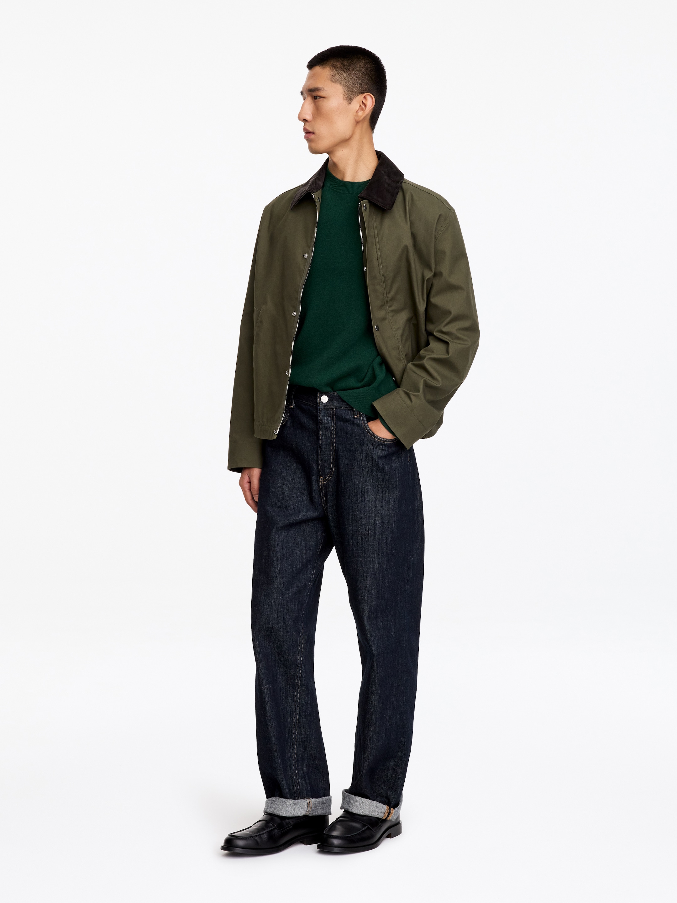 Maglione in lana con lavorazione sottile - Verde scuro - Regular fit - men - StillMedia/Lookbook - 2