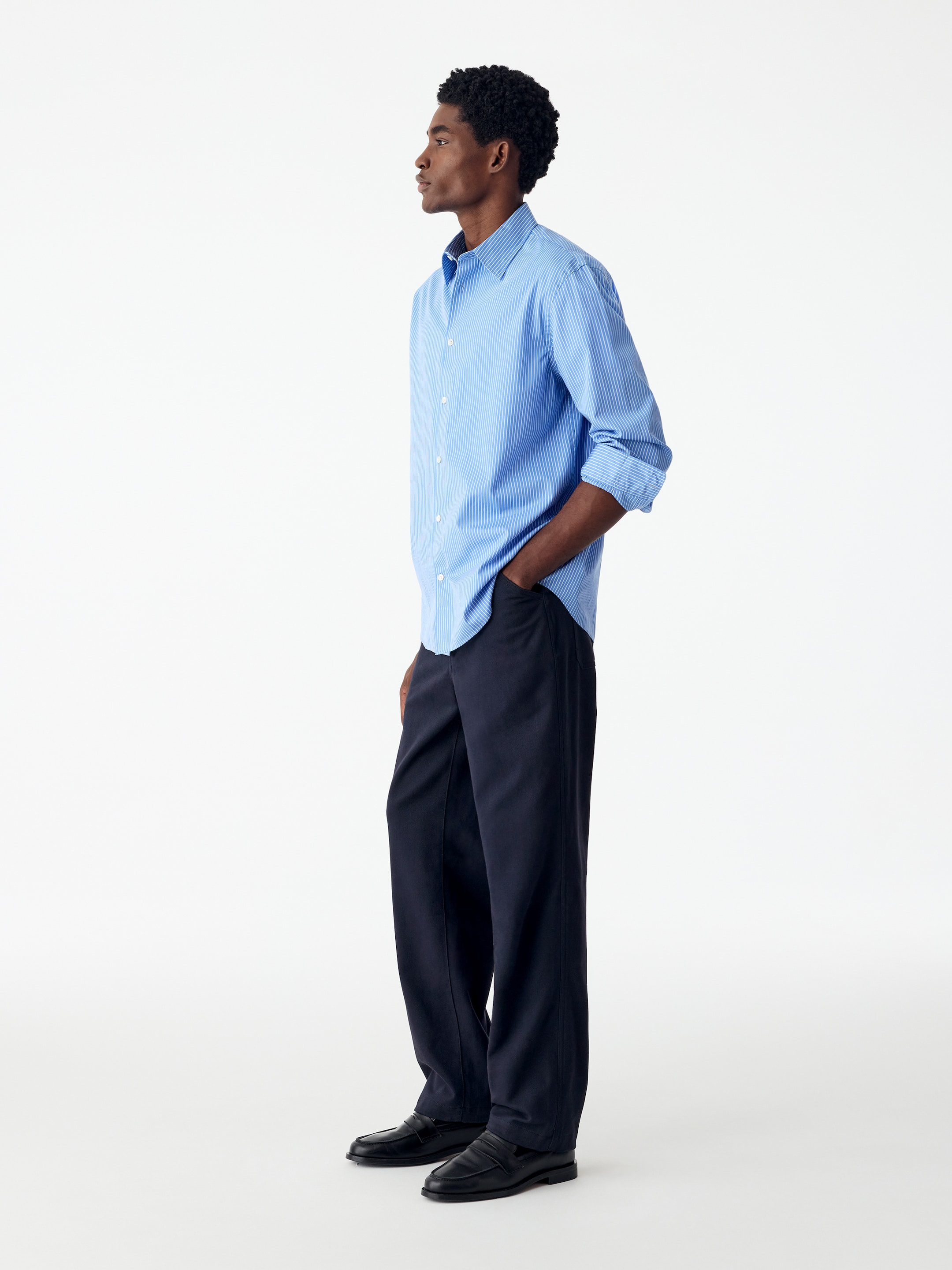 Relaxed Cotton Lyocell Trousers - Dark Blue - Relaxed fit - men - StillMedia/Lookbook - 4