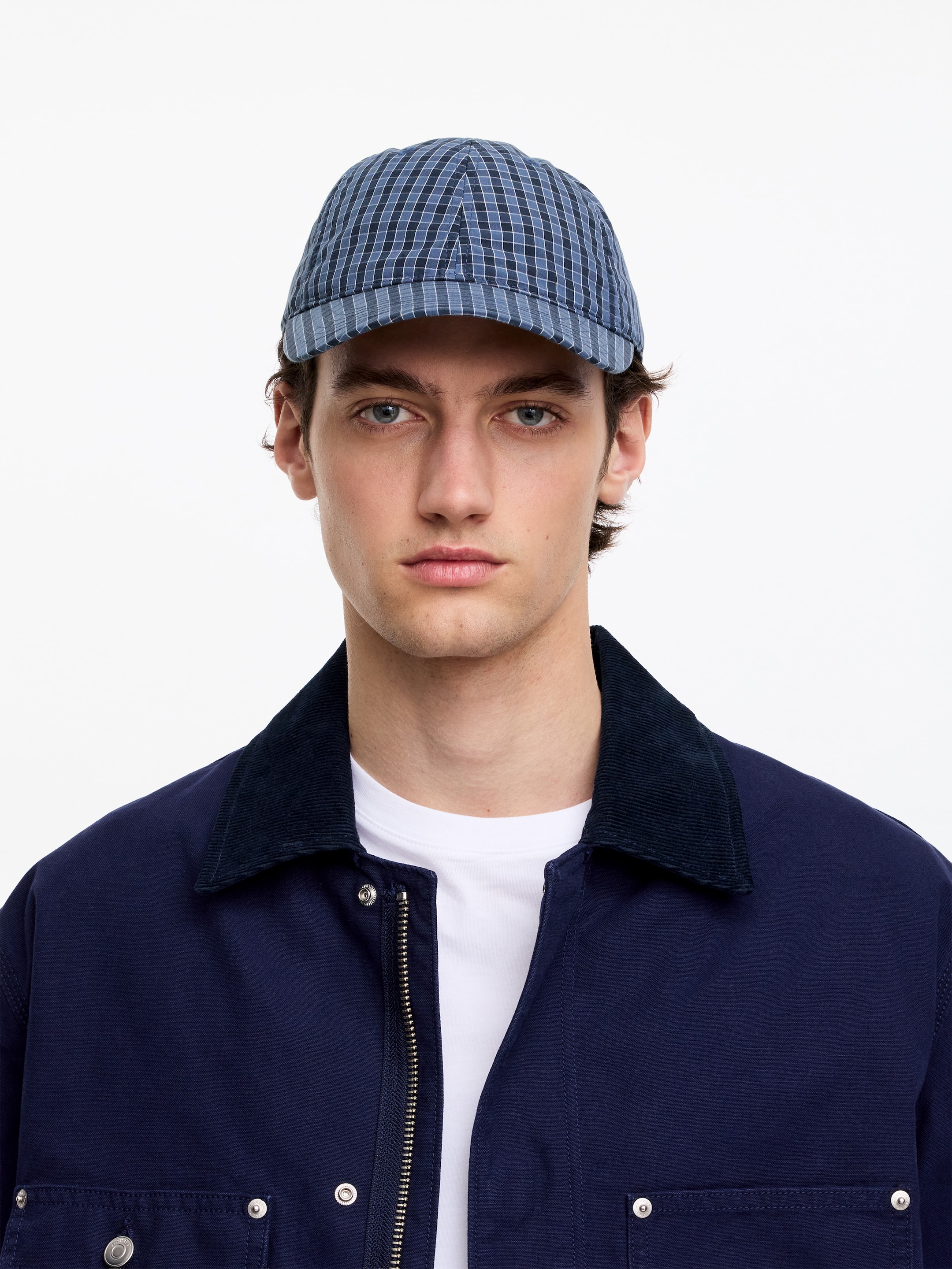 Keps i bomullspoplin - Mörkblå/Rutig - Men - StillMedia/Lookbook - 5