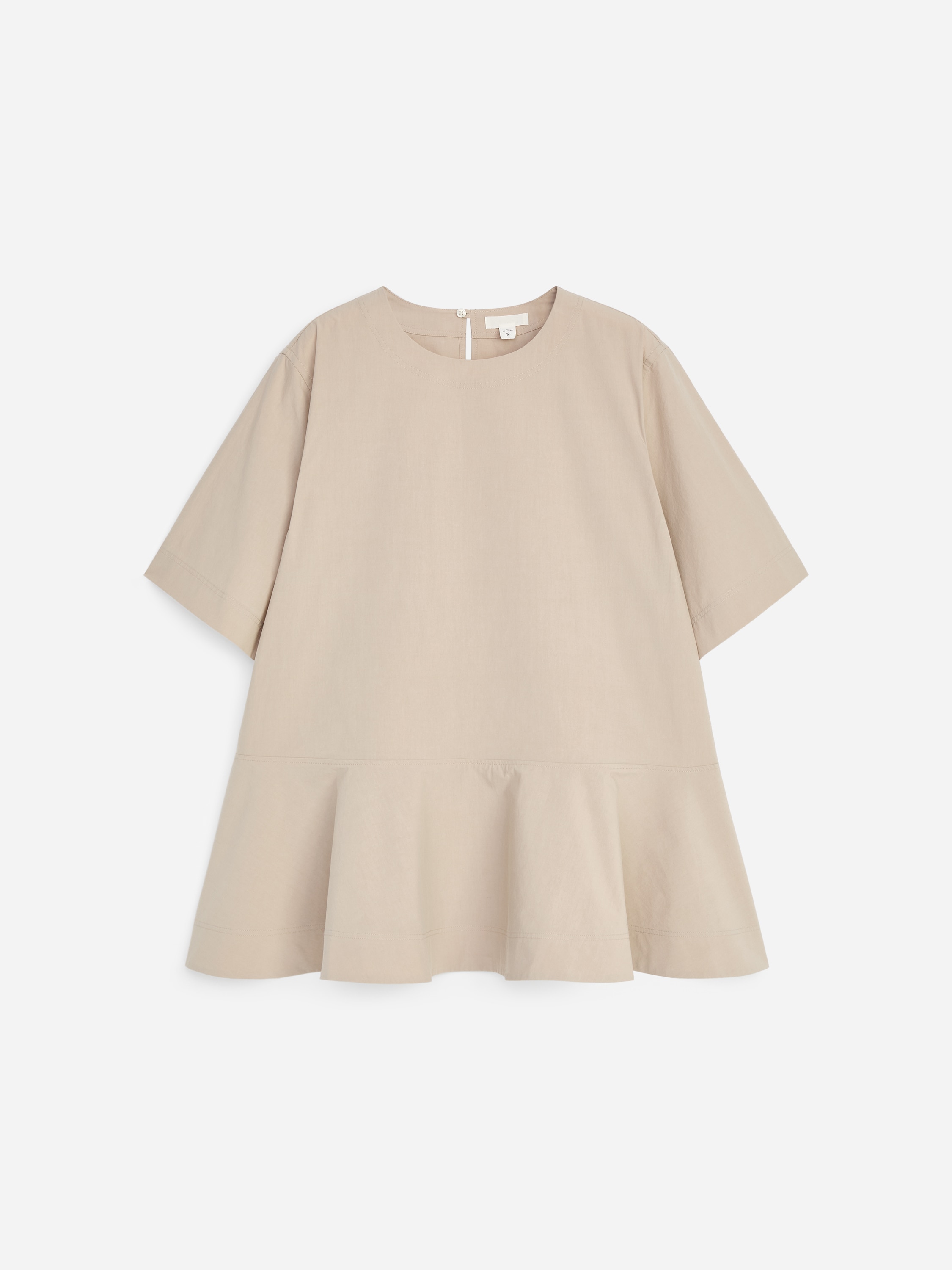 Pima Cotton Peplum T-Shirt - Beige/White