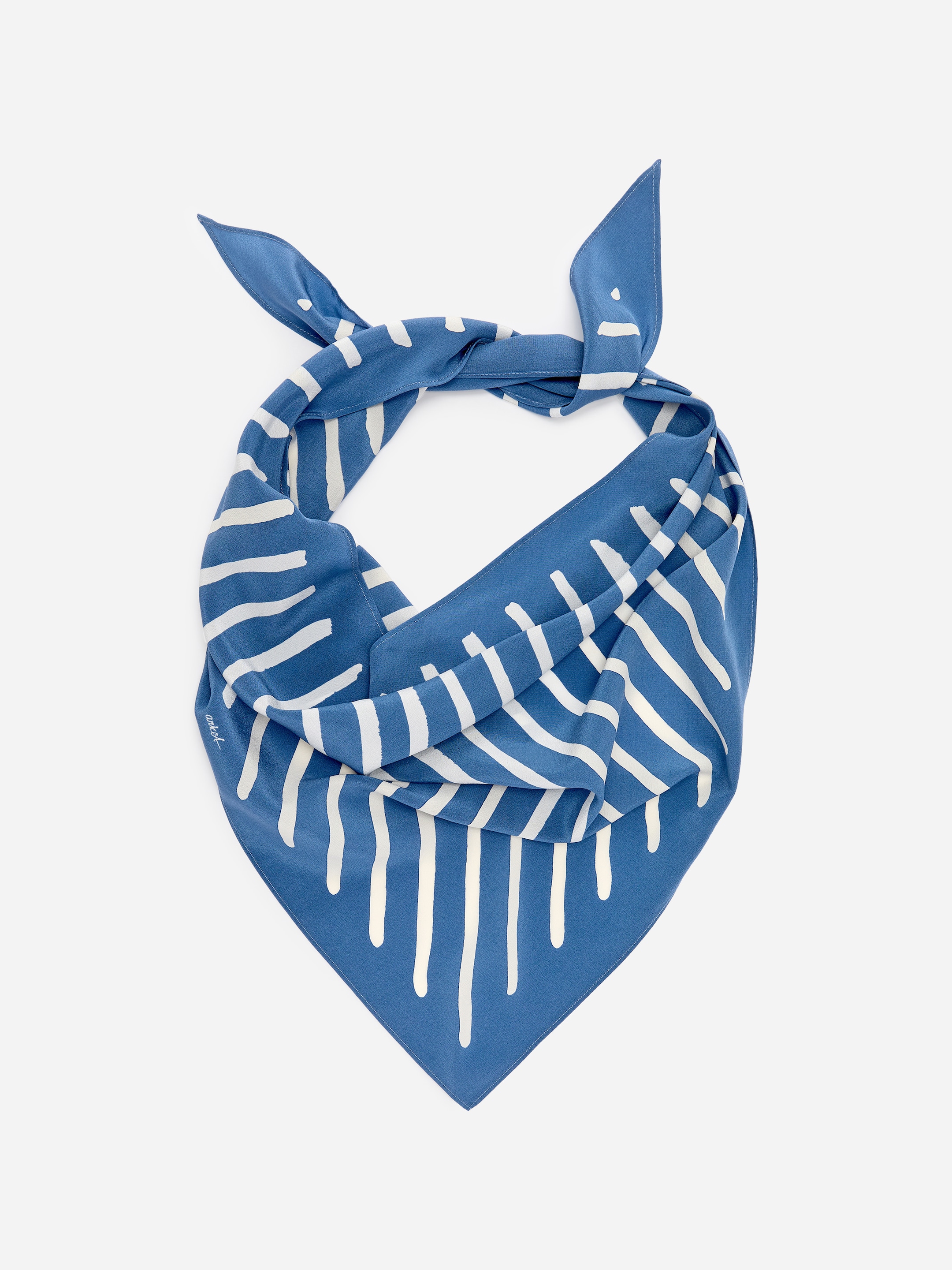 Triangle Silk Scarf-#53648E-18080