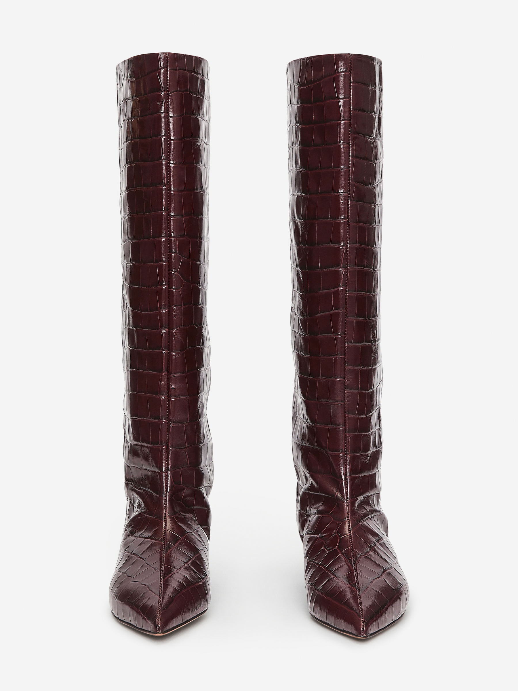 Knee-High Leather Boots - Burgundy - Women - StillMedia/DescriptiveStillLife - 4