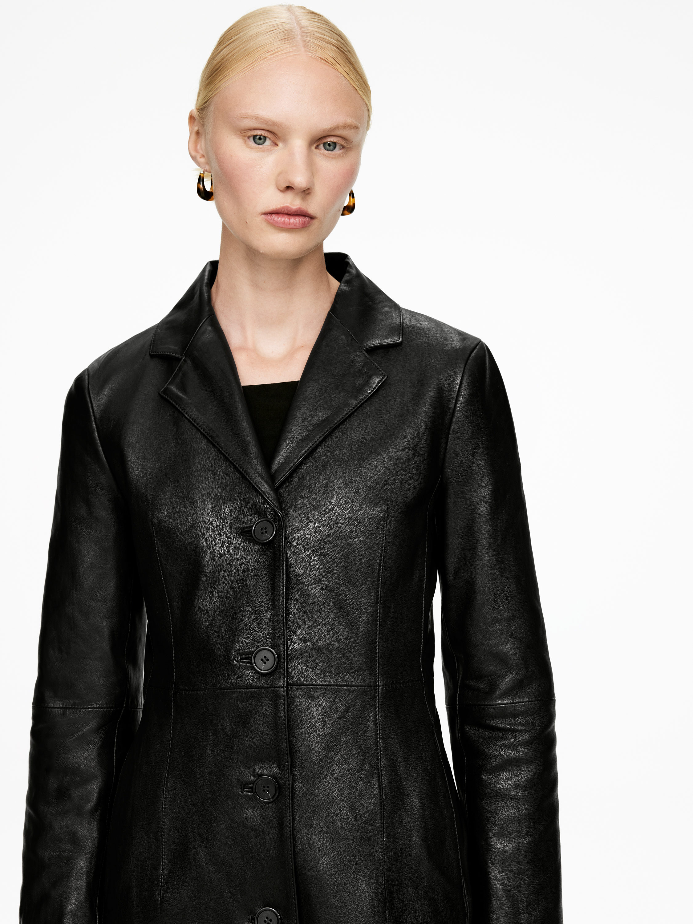 Leather Coat - Black - Slim fit - Women - StillMedia/Lookbook - 4