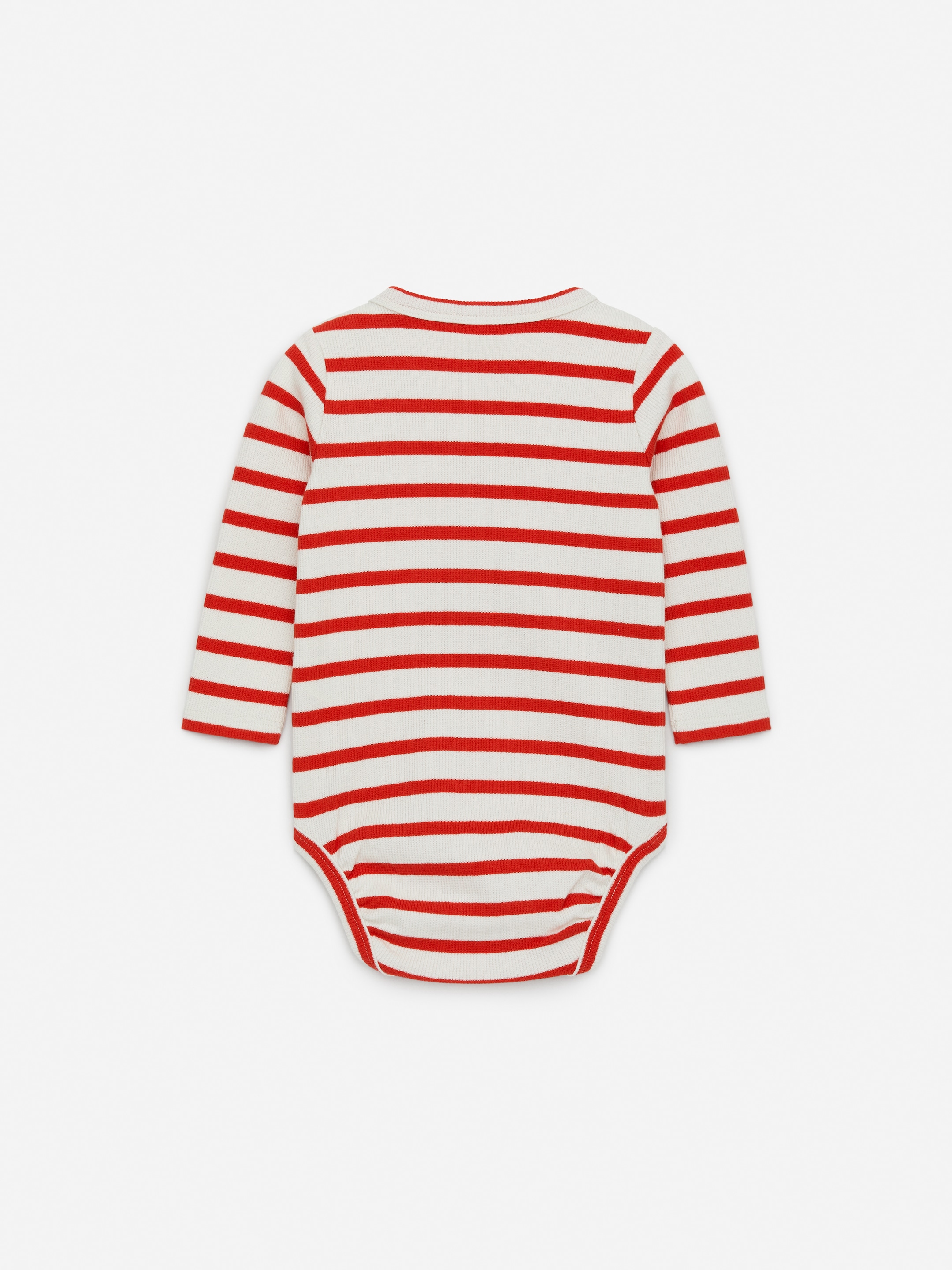 Grotere afbeelding bekijken: Geribde romper met lange mouwen - Rood/gebroken wit - KINDEREN | H&M NL 2