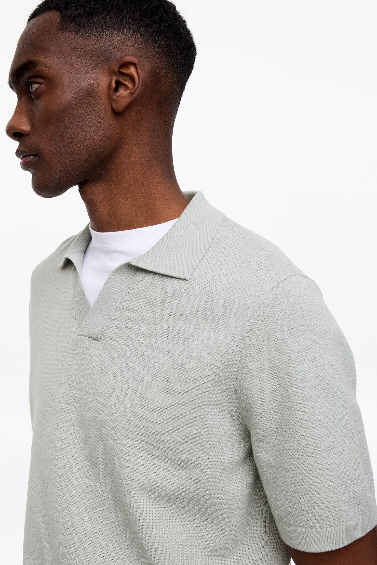Polo shirt med textur - Mintgrön/Mörkblå/Off-white - 6