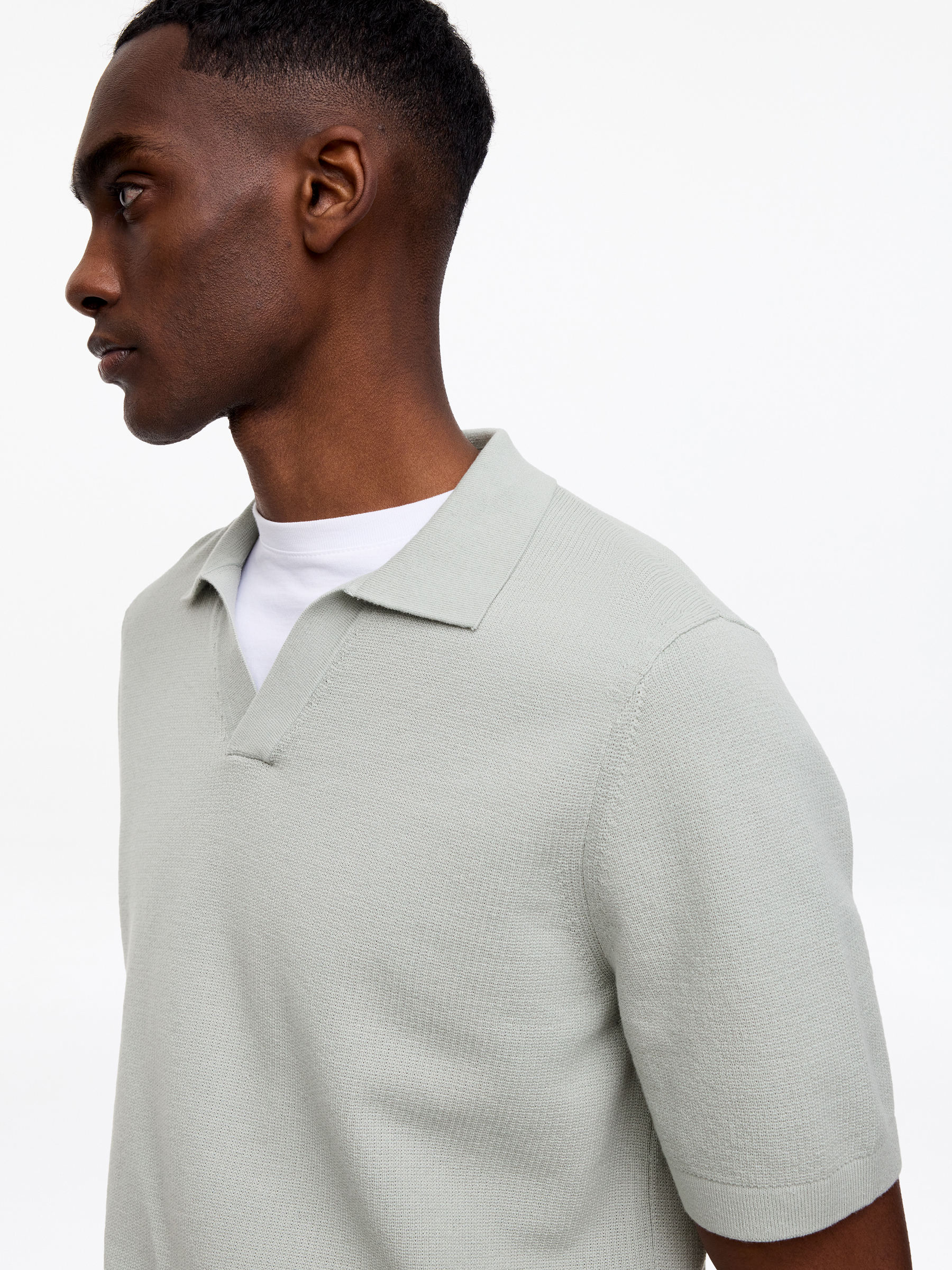Textured Polo Shirt - Dusty Mint - Regular fit - Men - StillMedia/Lookbook - 4