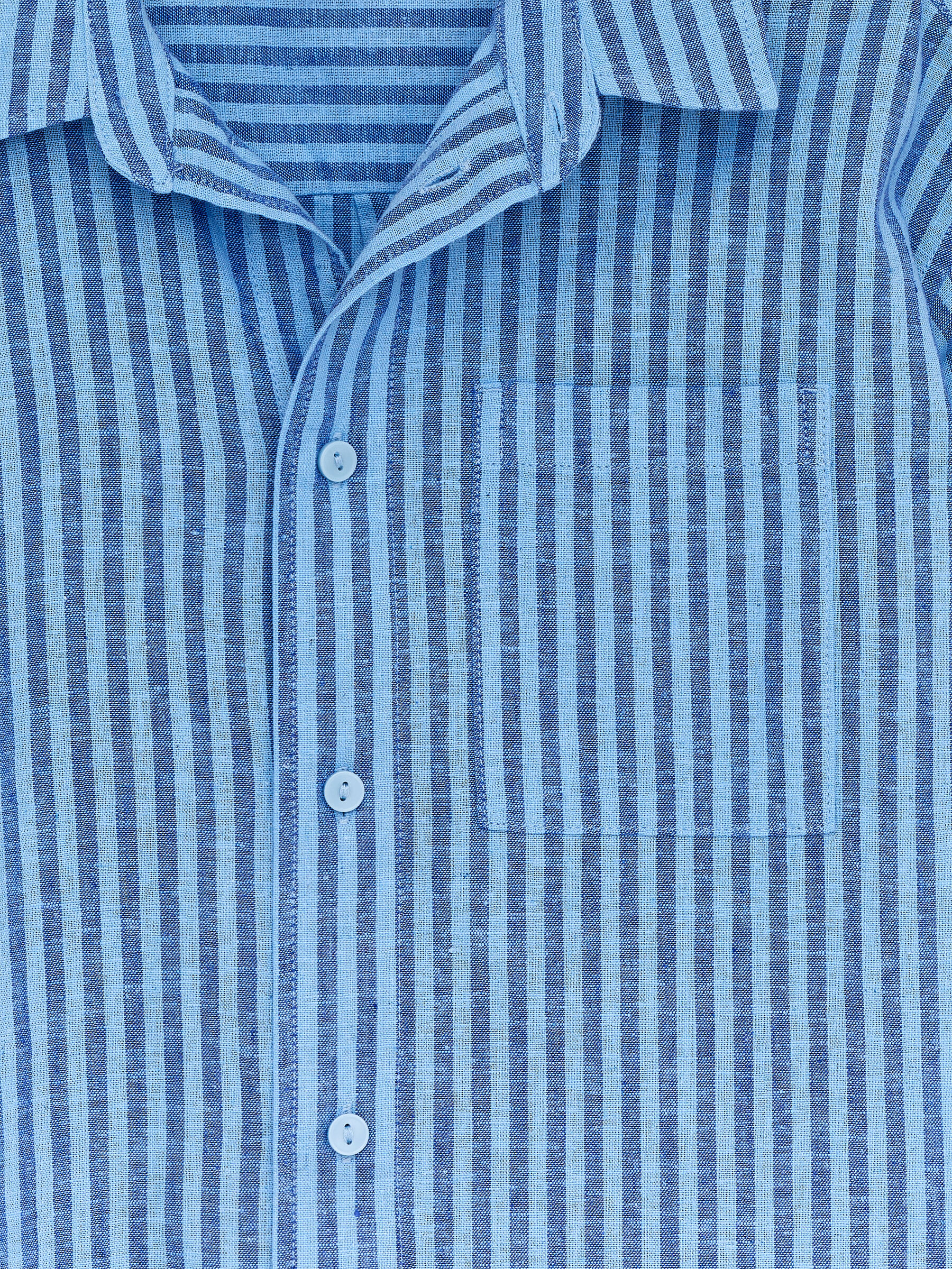 Linen-Cotton Shirt - Blue/Striped - Regular fit - Children - StillMedia/DescriptiveDetail - 2