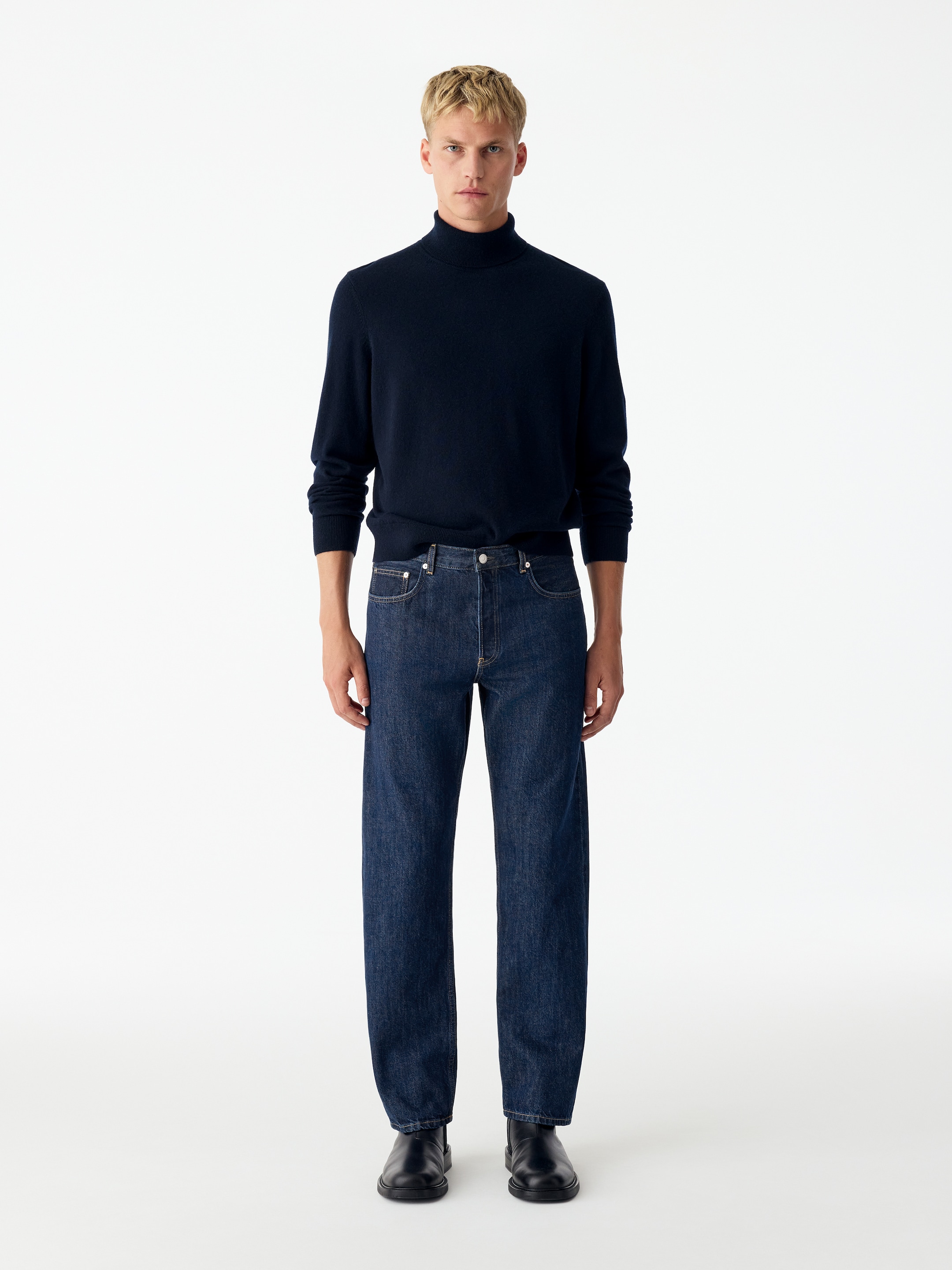OCEAN Loose Selvedge Jeans-Blue-21329