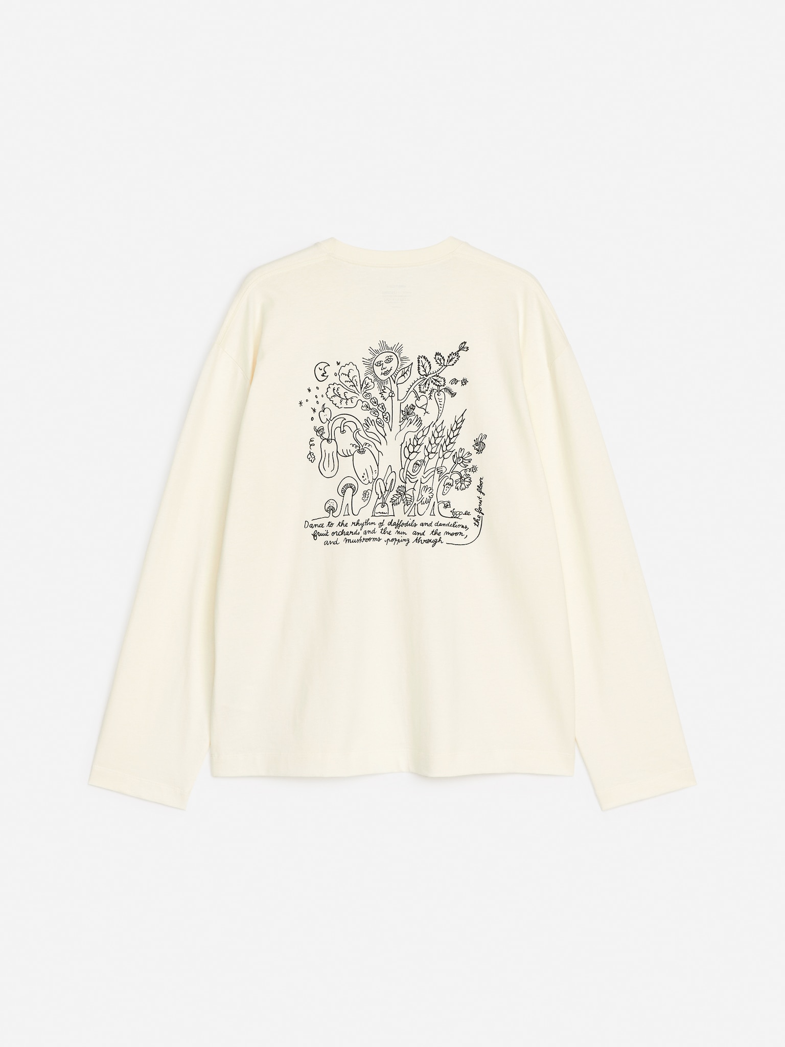 Langærmet ARKET CAFÉ T-shirt - Råhvid/sort/Mørkegrøn - 2