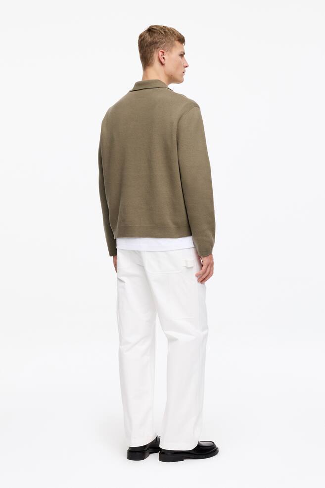 Poloshirt aus Baumwolle und Seide-Khaki - 4