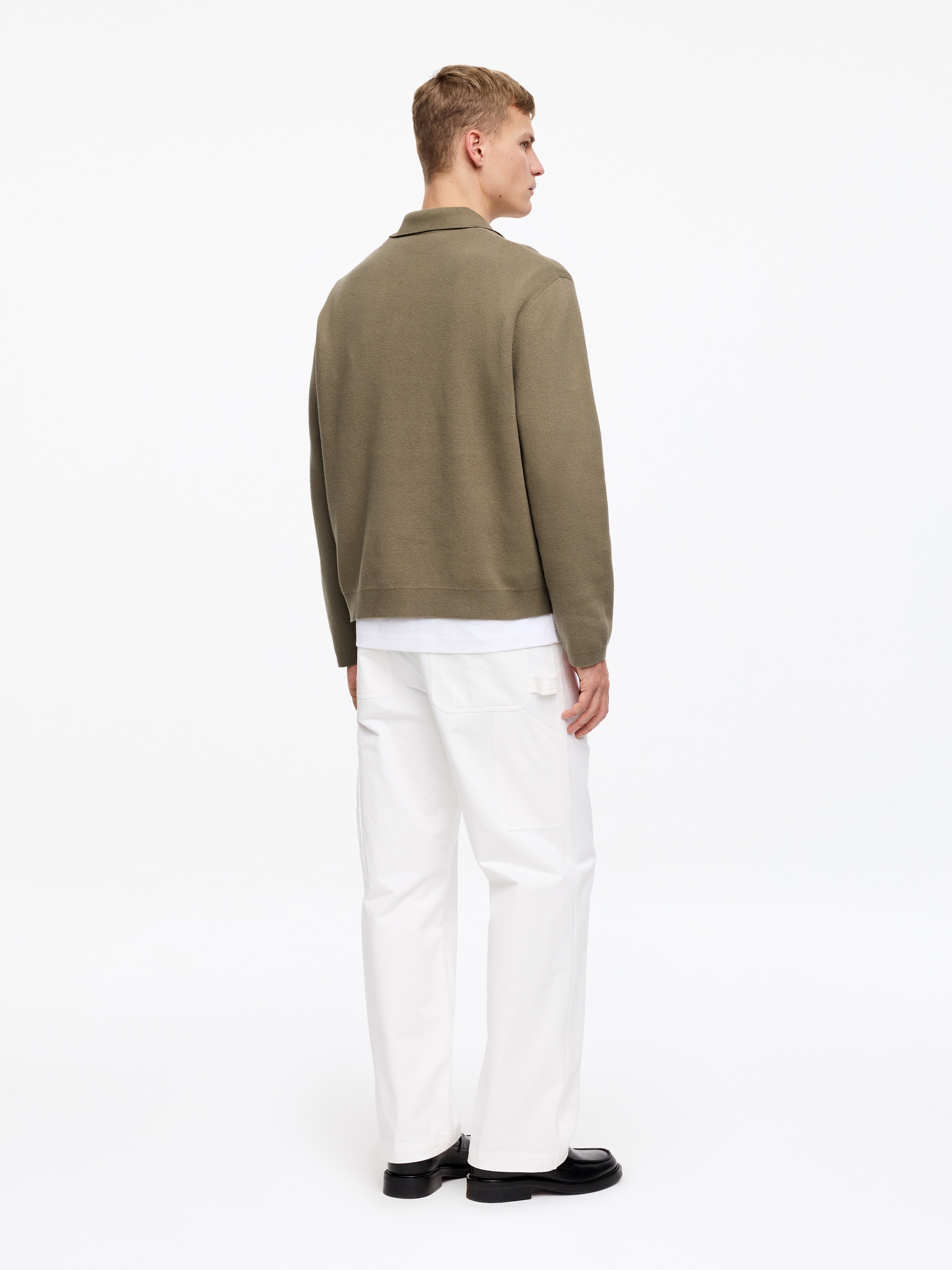 Polo en mezcla de algodón y seda - Verde caqui - Corte relajado - Men - StillMedia/Lookbook - 5