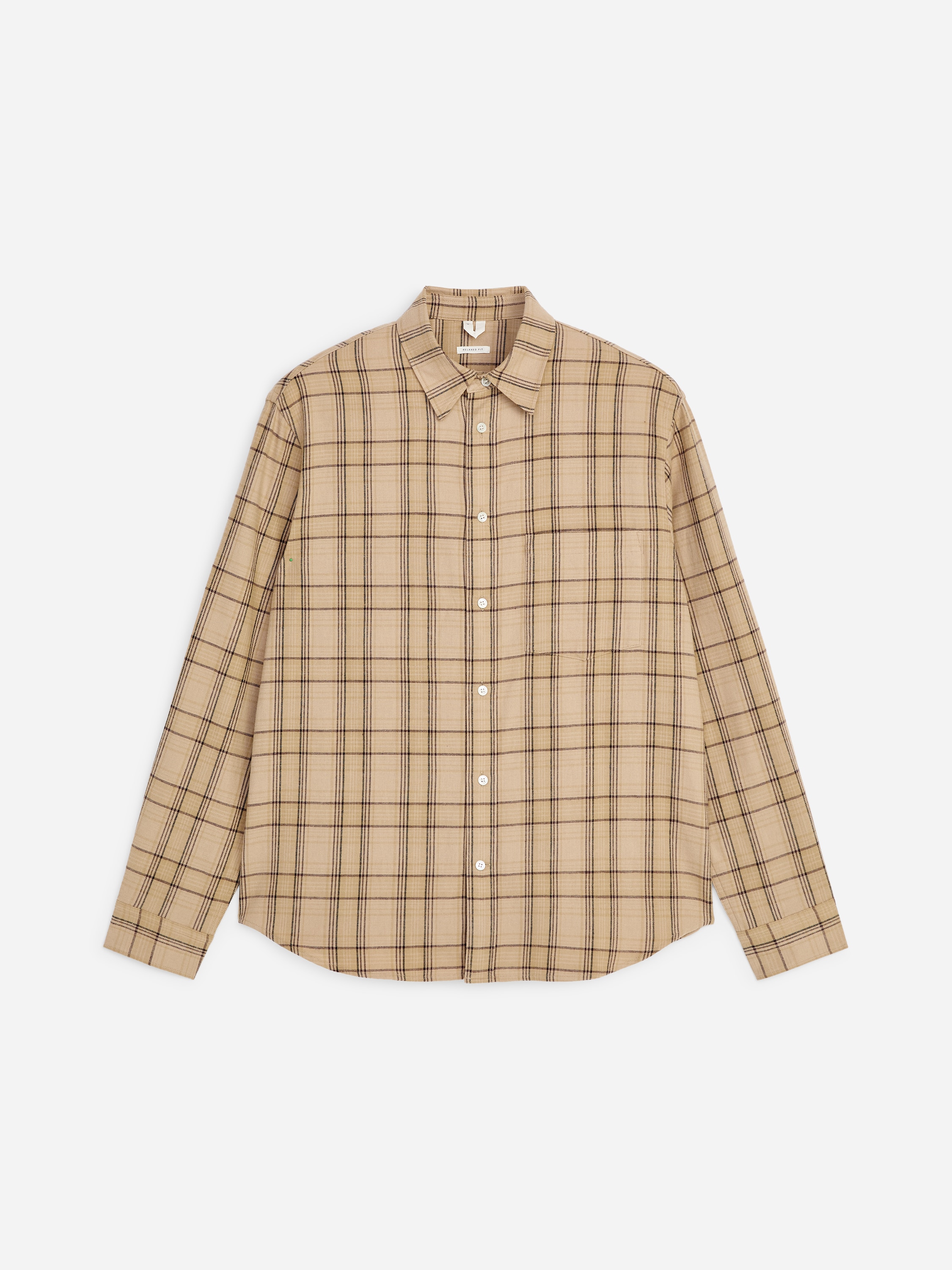 Bolyhosított flanel ing - Kockás/Bézs/Kockás/Sötét Tengerészkék