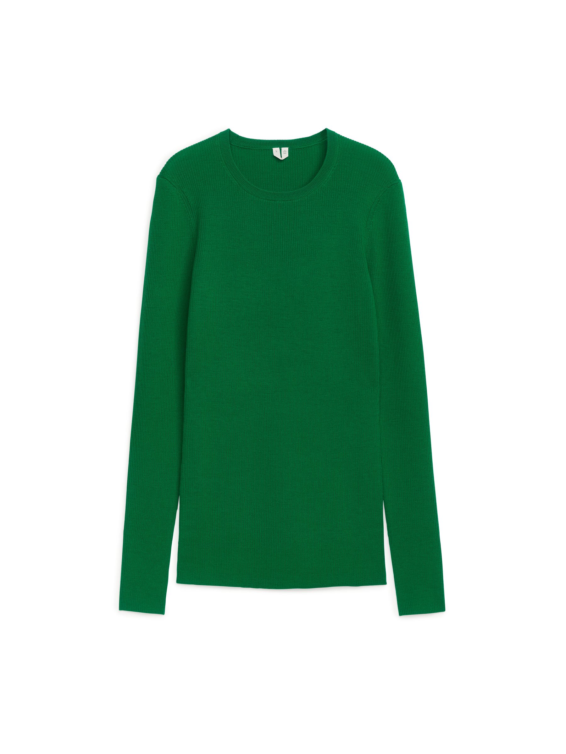 Haut côtelé en maille de laine mérinos-#006A41-10956