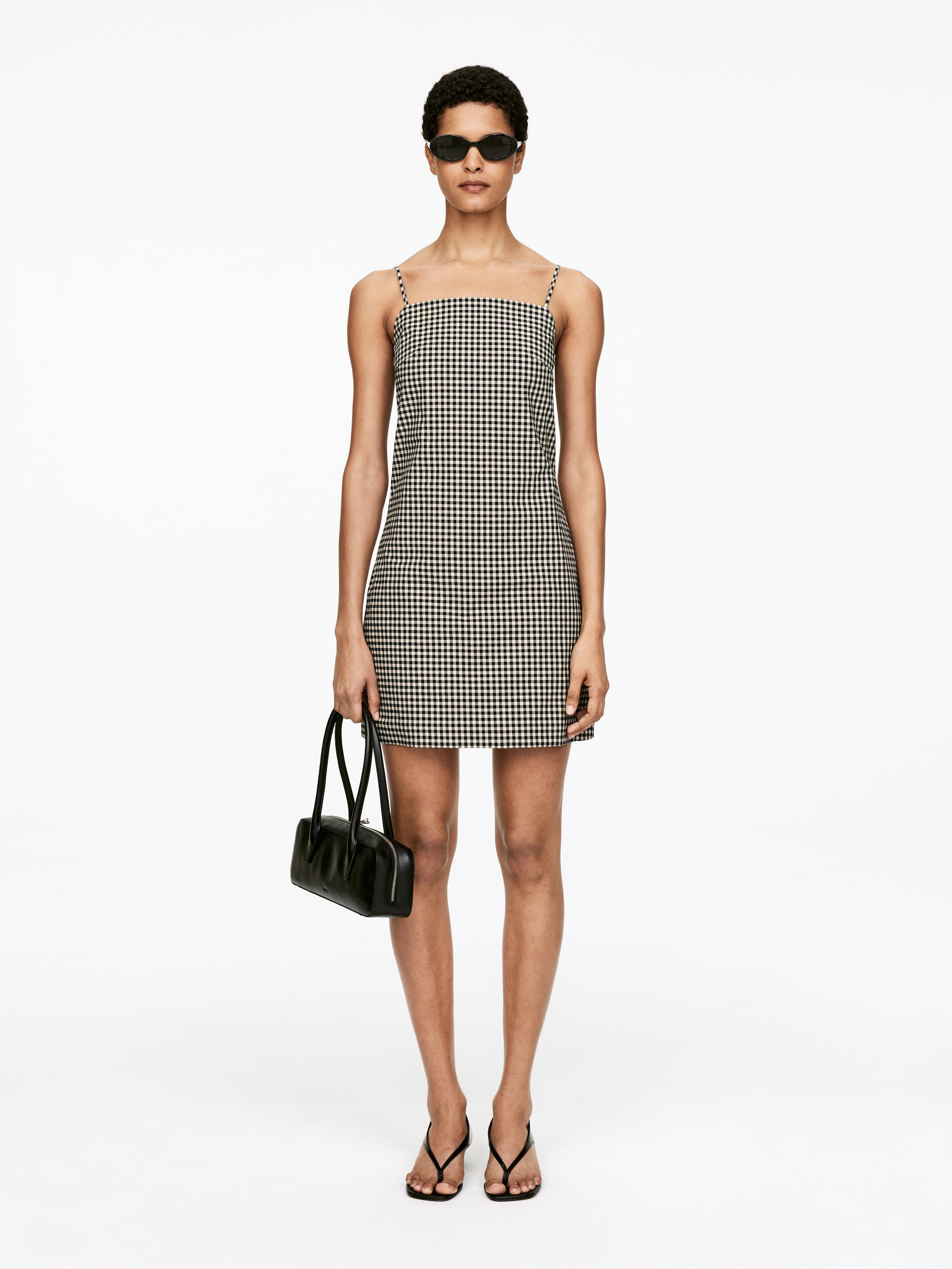 Agrandir l'image: Robe courte à carreaux vichy - Bleu foncé/Beige - FEMME | H&M FR 1
