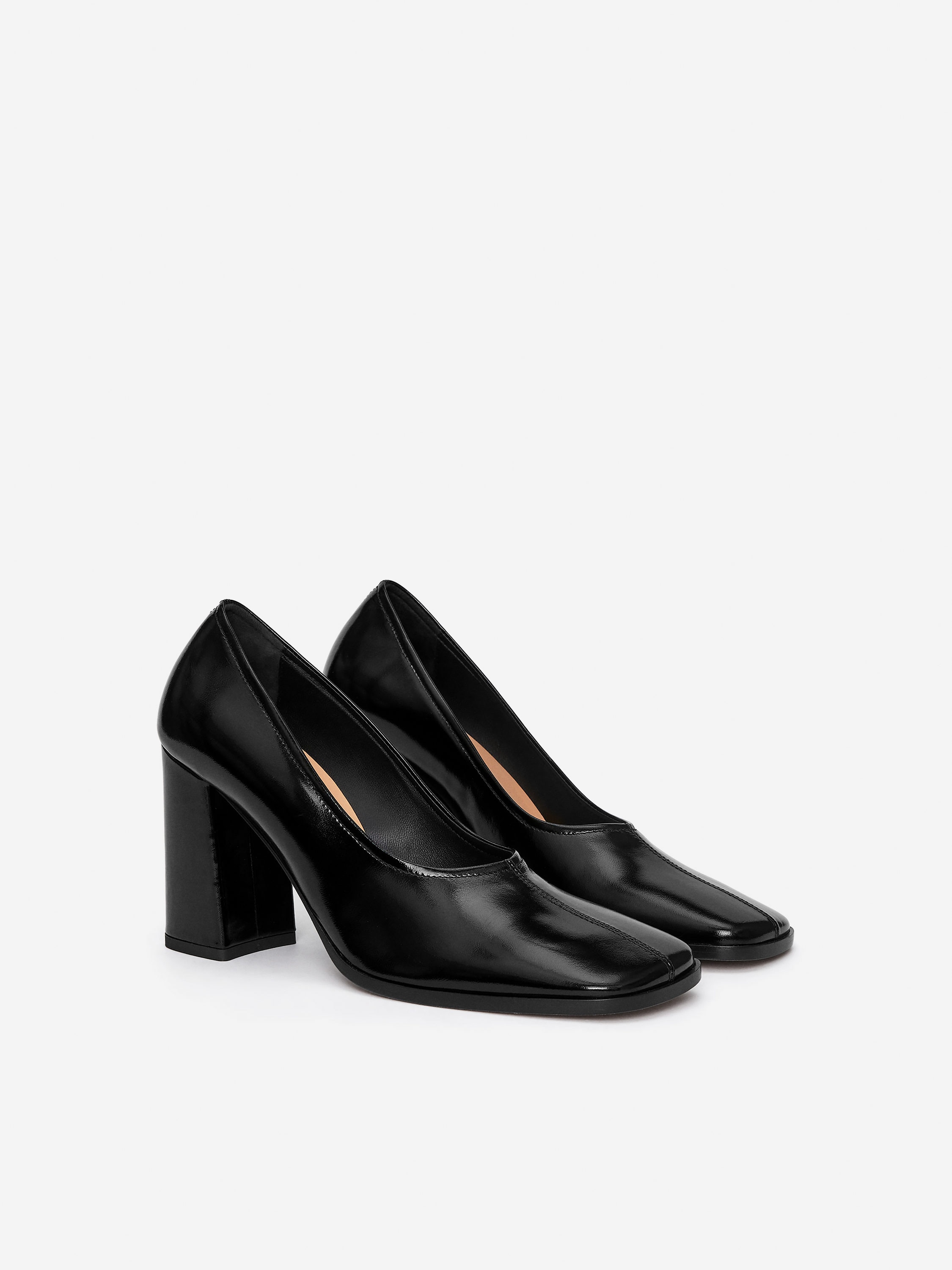 Block Heel Leather Pumps - Black - Women - StillMedia/DescriptiveStillLife - 2