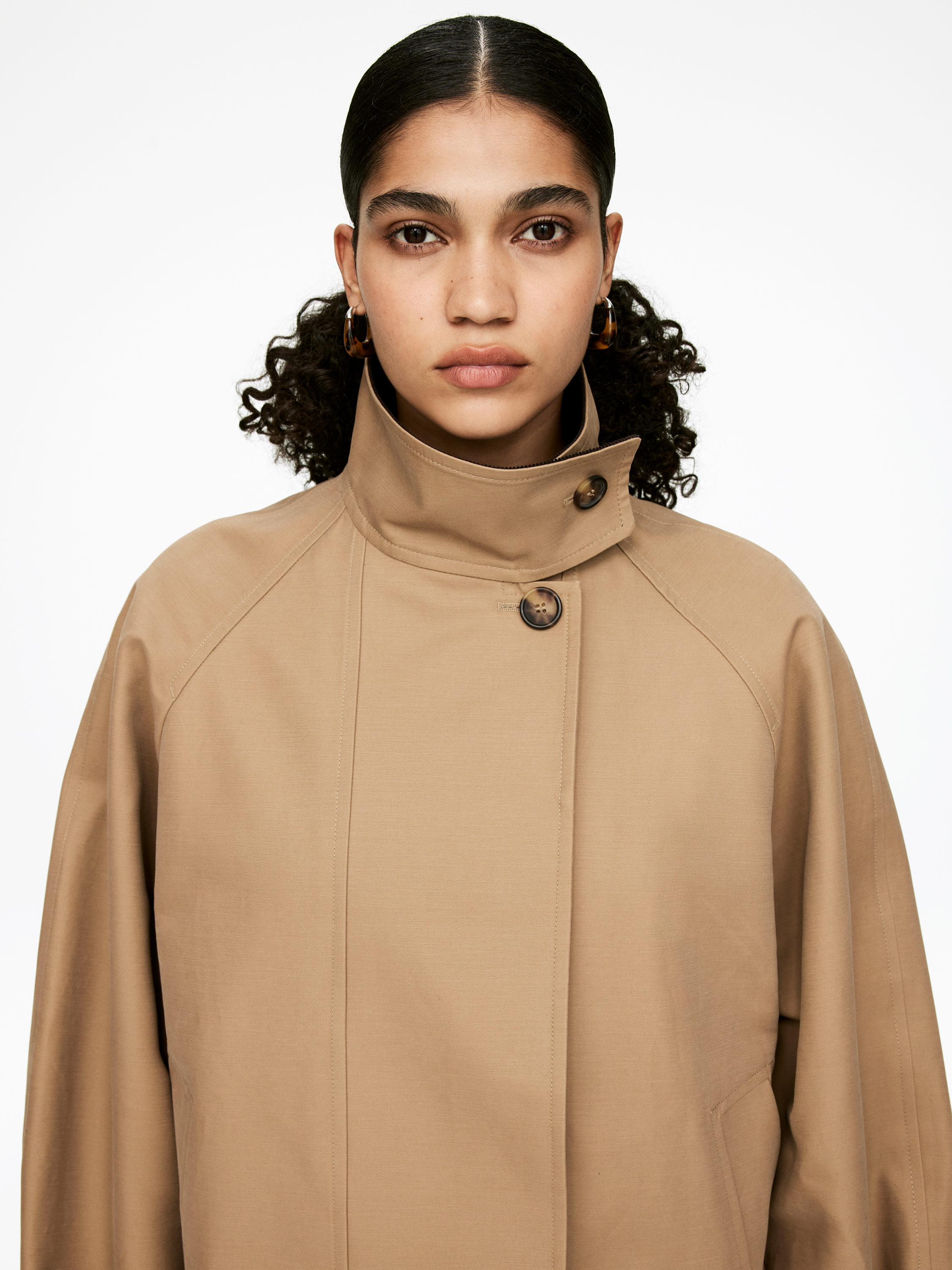 Lined Cotton Jacket - Dark Beige - Loose fit - Women - StillMedia/Lookbook - 8