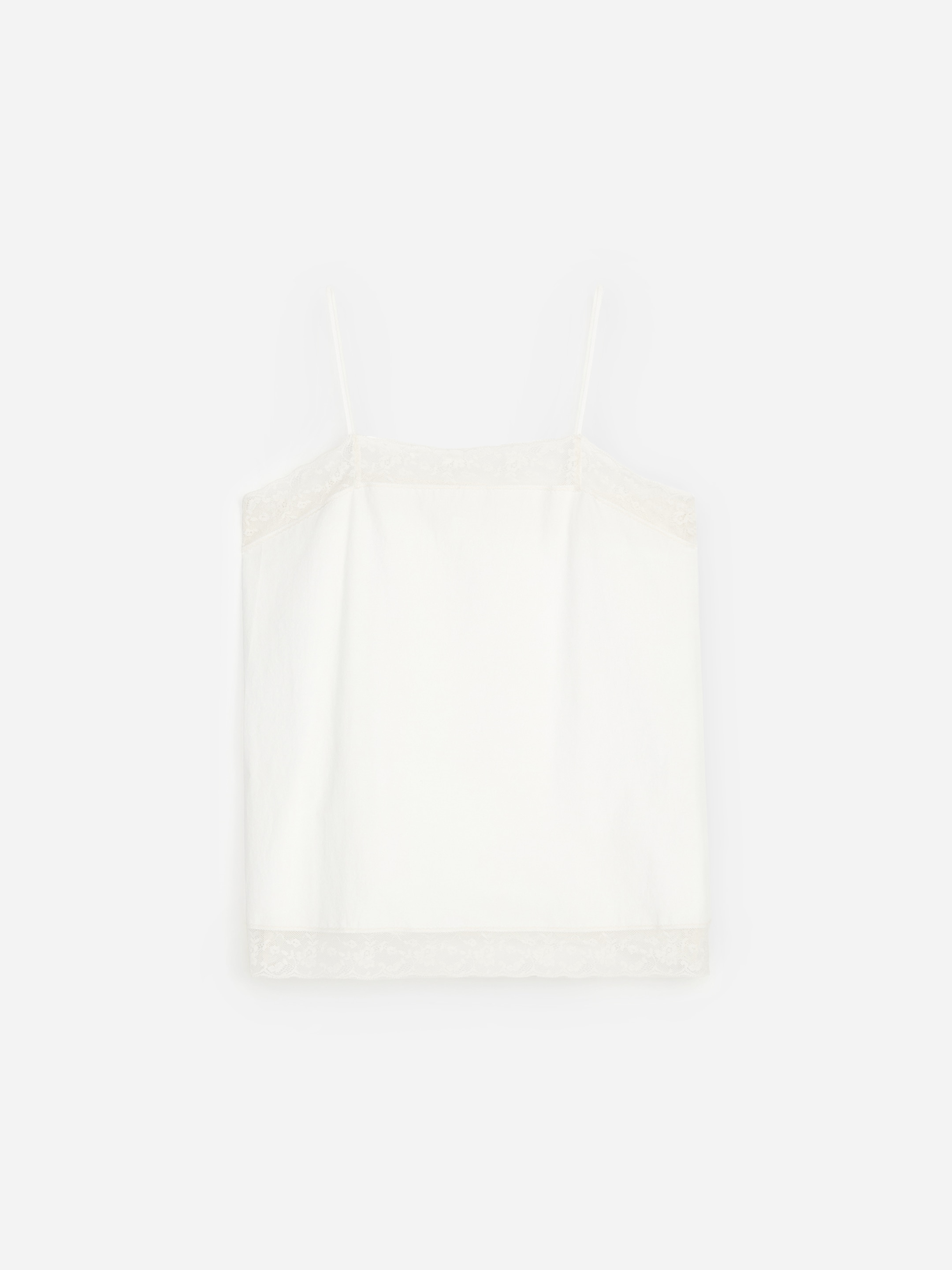 Lace-Trim Cotton Strap Top - Off White - Regular fit - Women - StillMedia/DescriptiveStillLife - 1