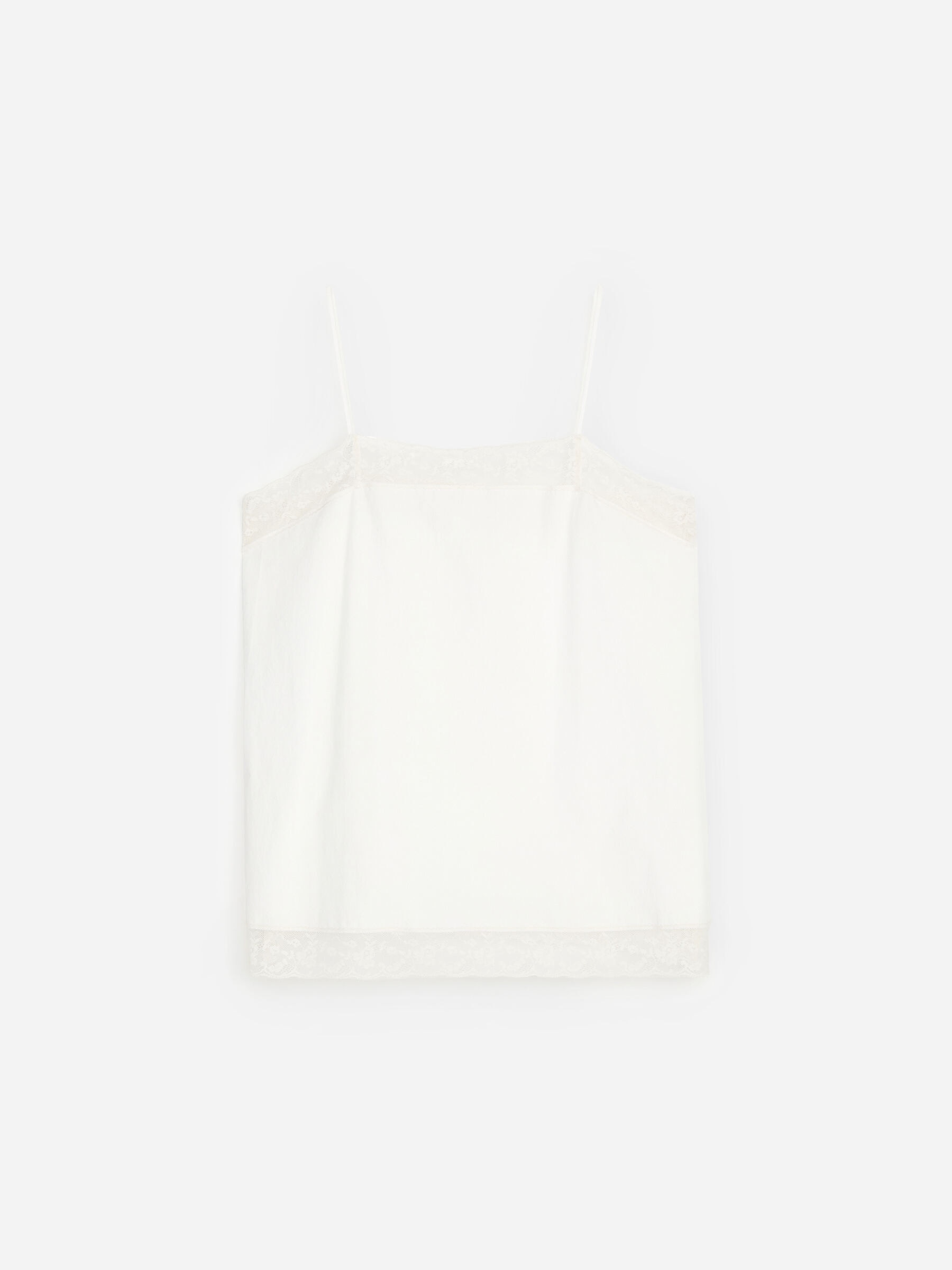 Lace-Trim Cotton Strap Top - Off White - Regular fit - Women - StillMedia/DescriptiveStillLife - 1