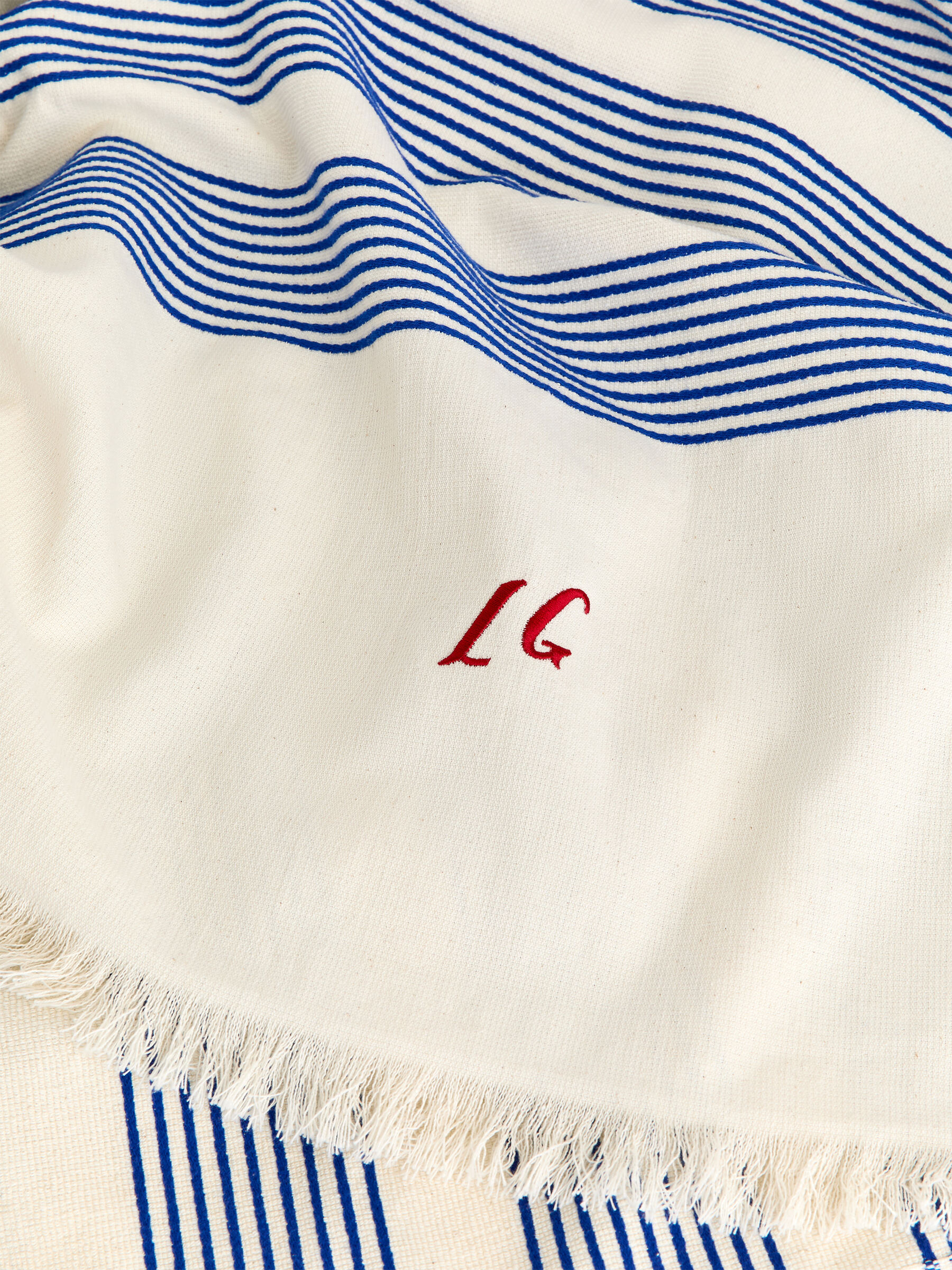 ARKET and Laila Gohar Monogram Blanket - White/Blue - Homeware - StillMedia/DescriptiveDetail - 1