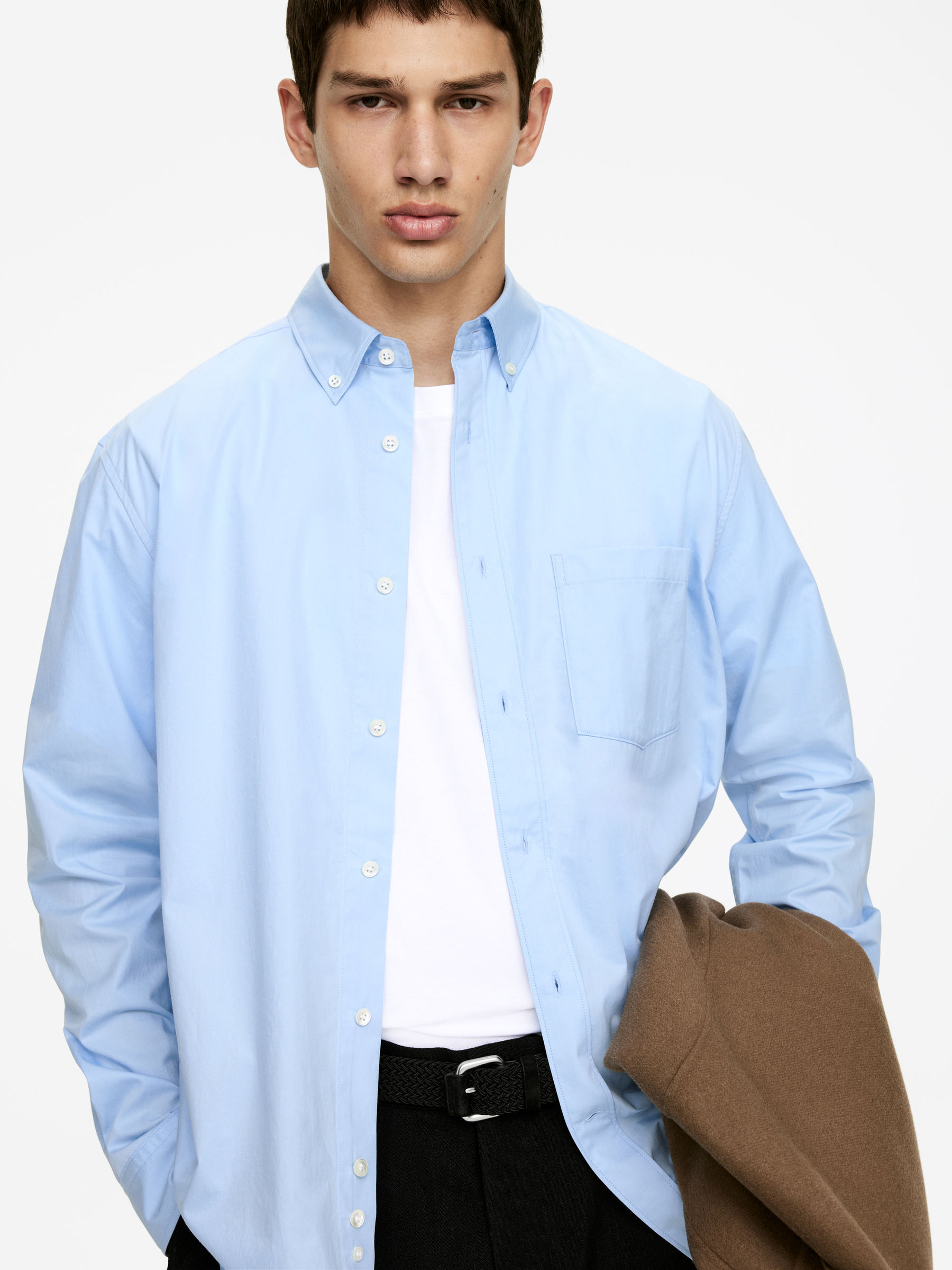 Relaxed Poplin Shirt - Light Blue - Relaxed fit - Men - StillMedia/Lookbook - 4
