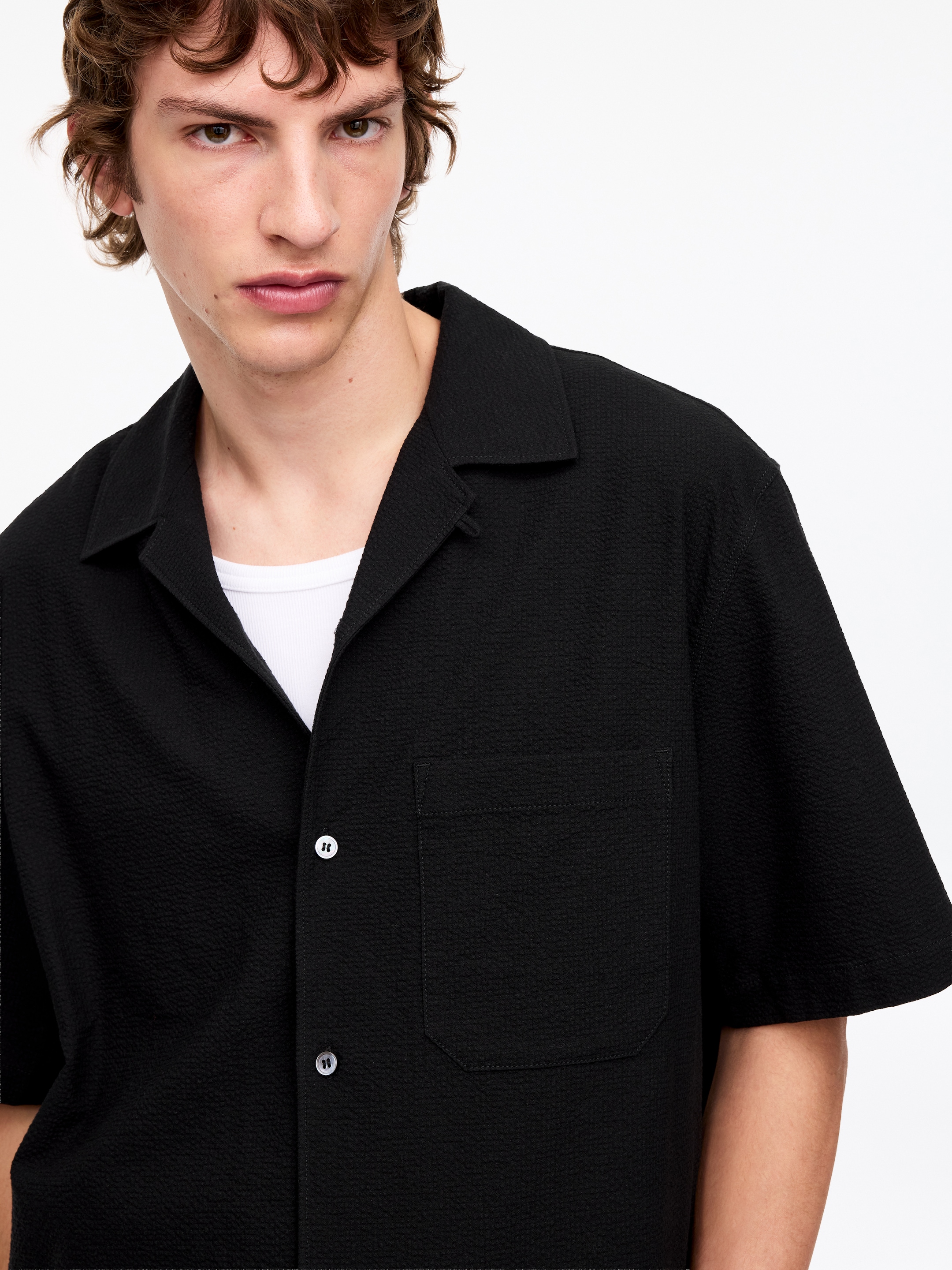 Seersucker Resort Shirt - Black - Regular fit - Men - StillMedia/Lookbook - 7