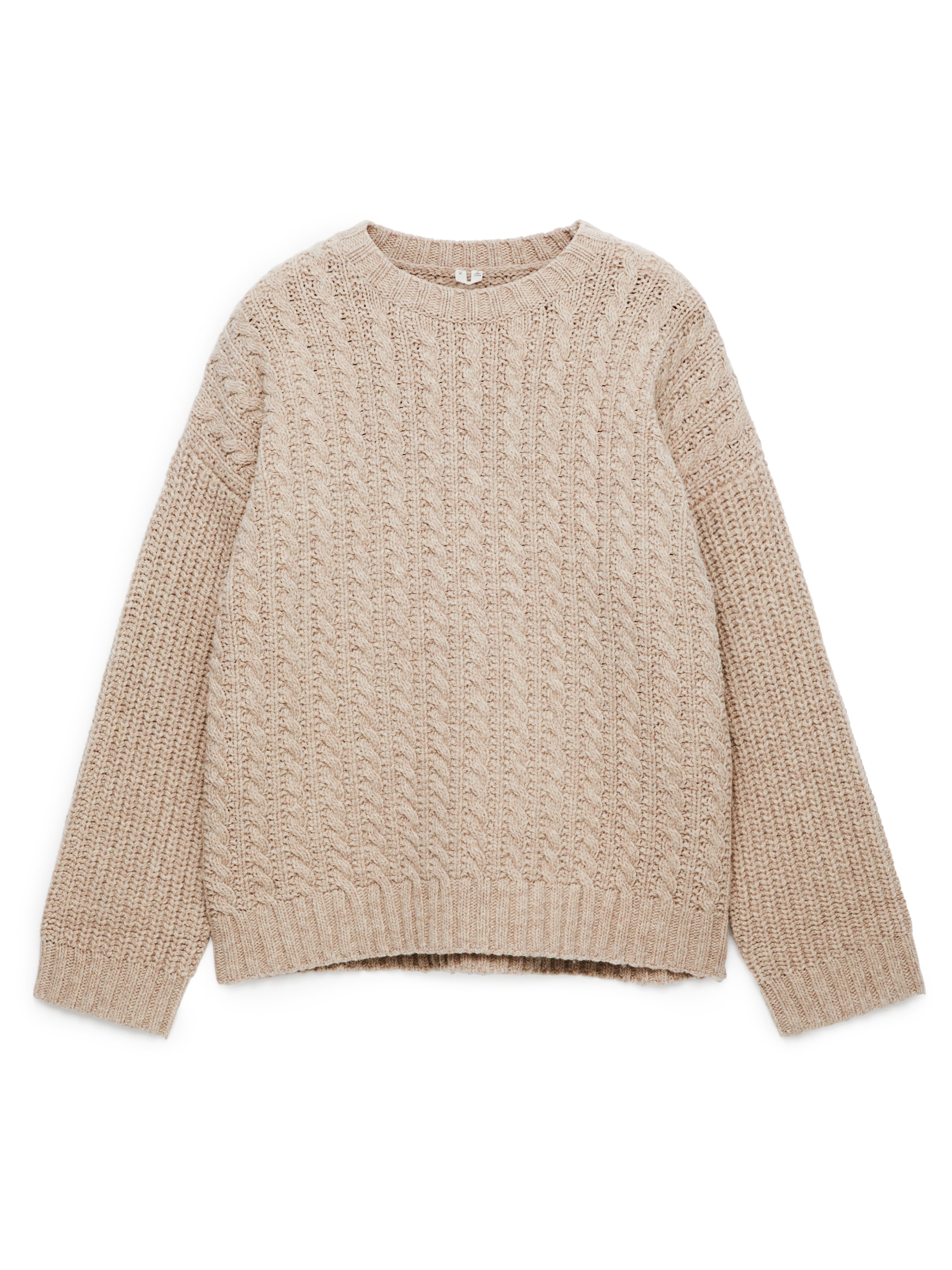 Relaxed Cable-Knit Jumper-#EEEDE1-12366