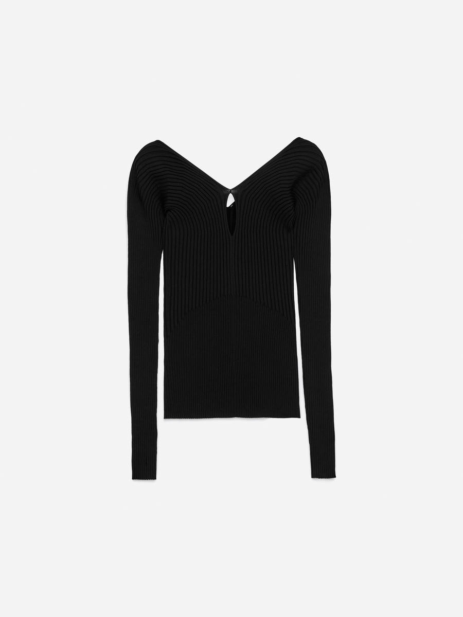 ARKET Women's  V-Neck Rib Top Black,  size L