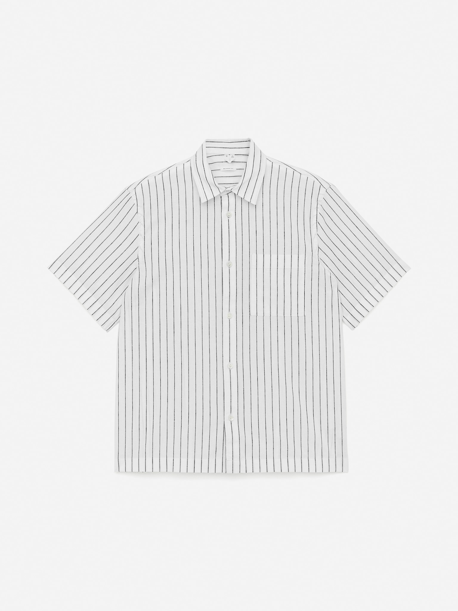 Camicia rilassata in cotone e lino - Bianco/Nero
