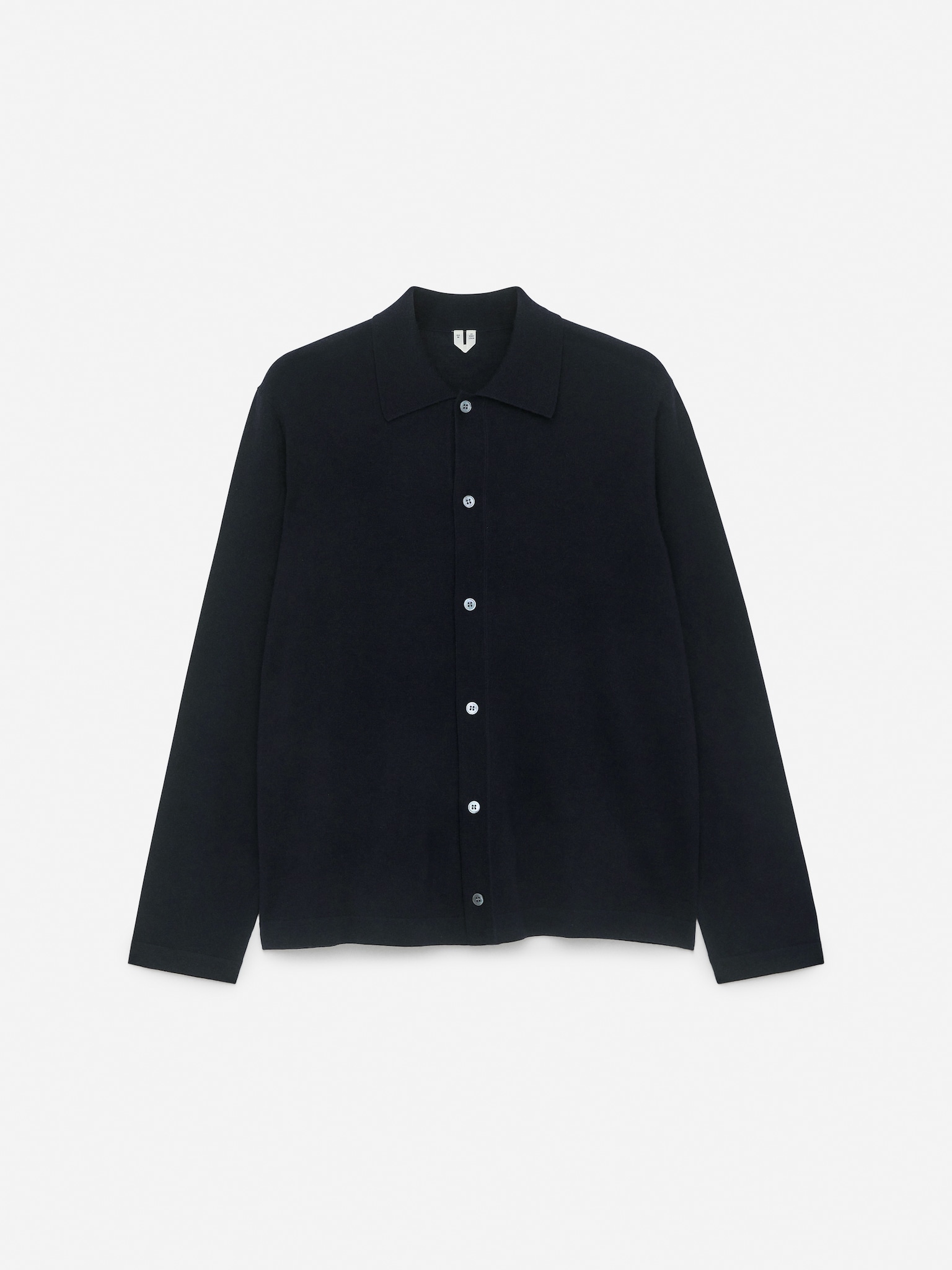 Cardigan con cuello de lana - Azul oscuro