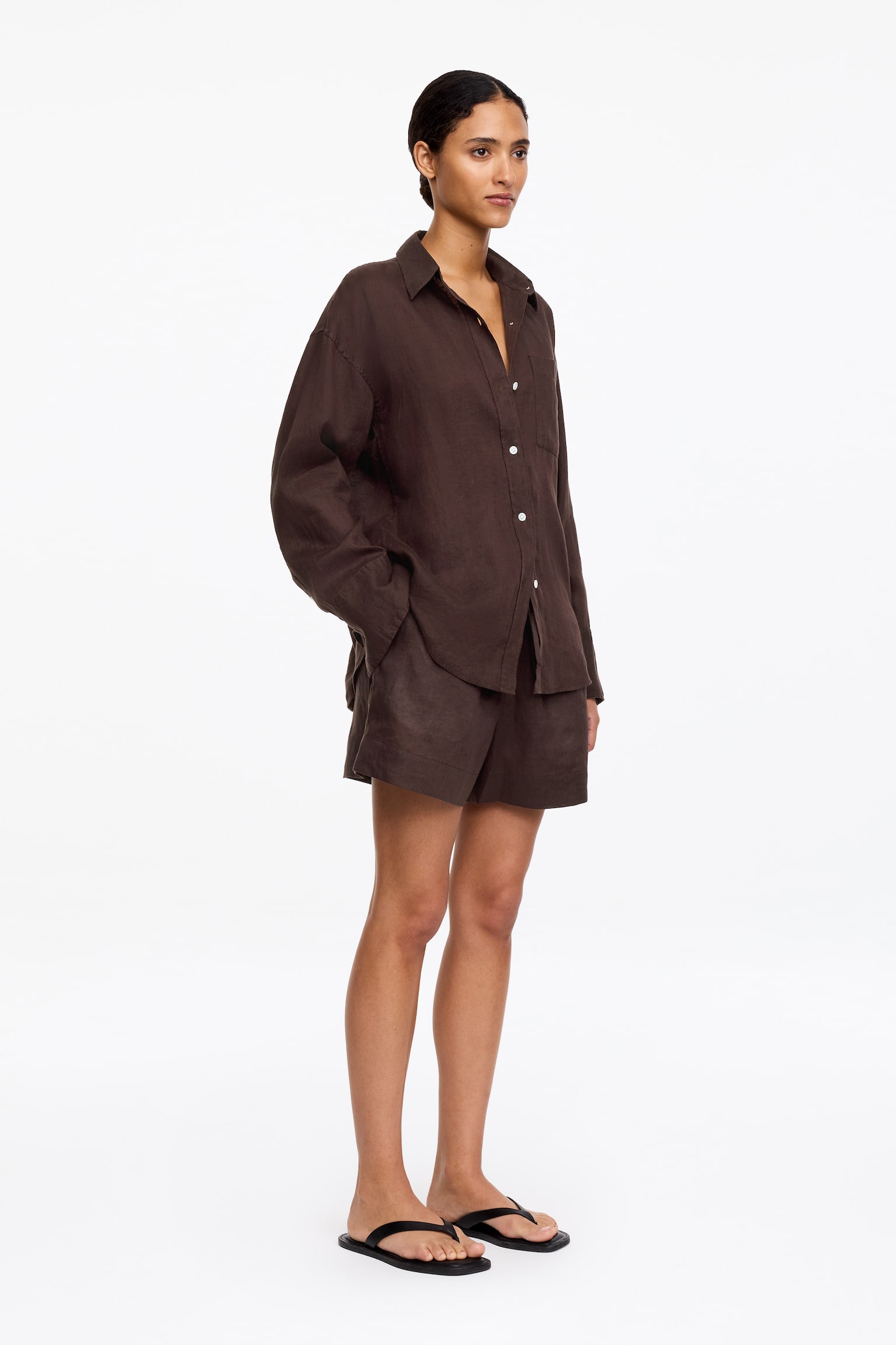 Lniana koszula - Brązowy - 6