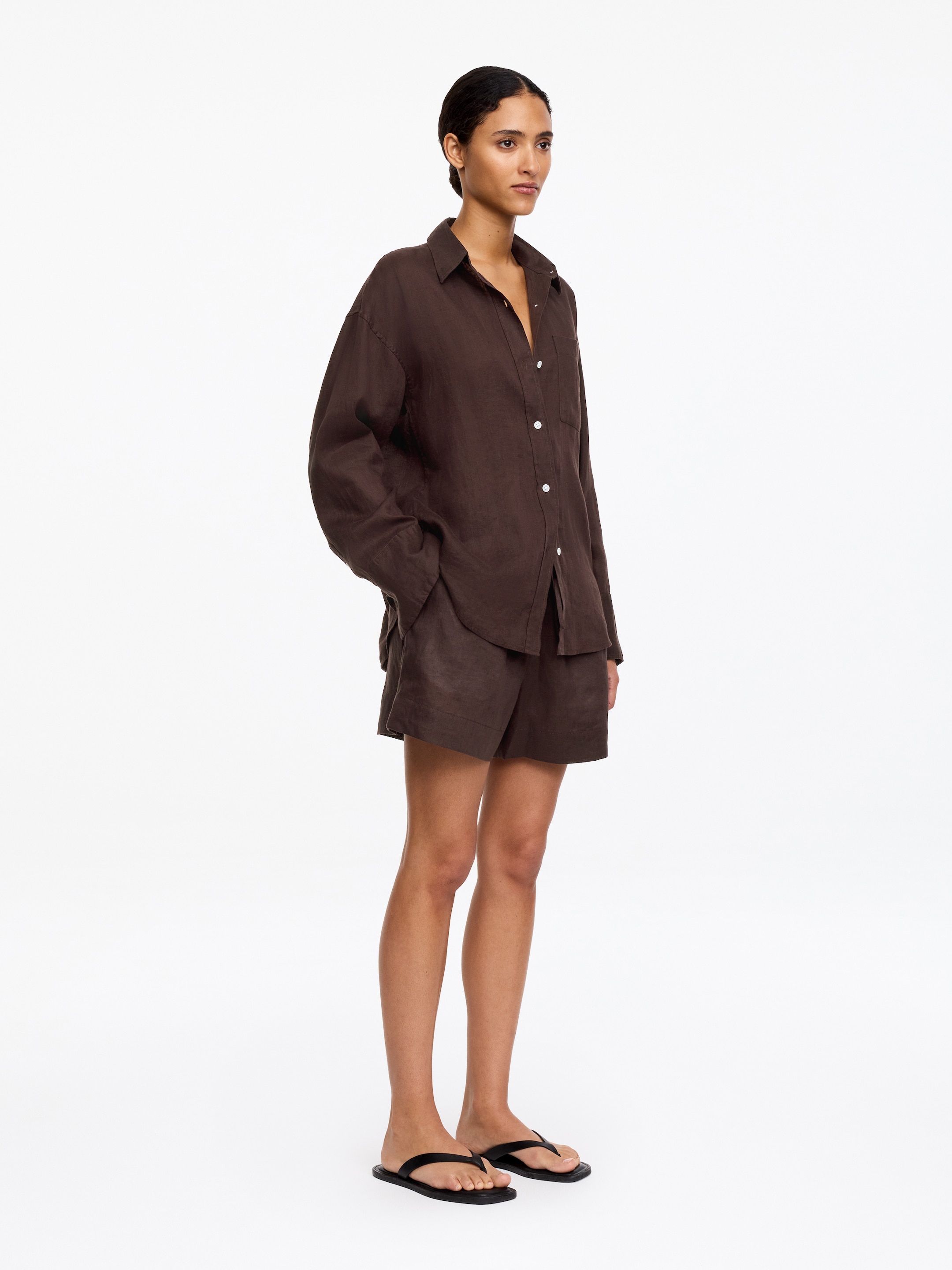 Chemise en lin - Marron - Regular fit - Femme - StillMedia/Lookbook - 4