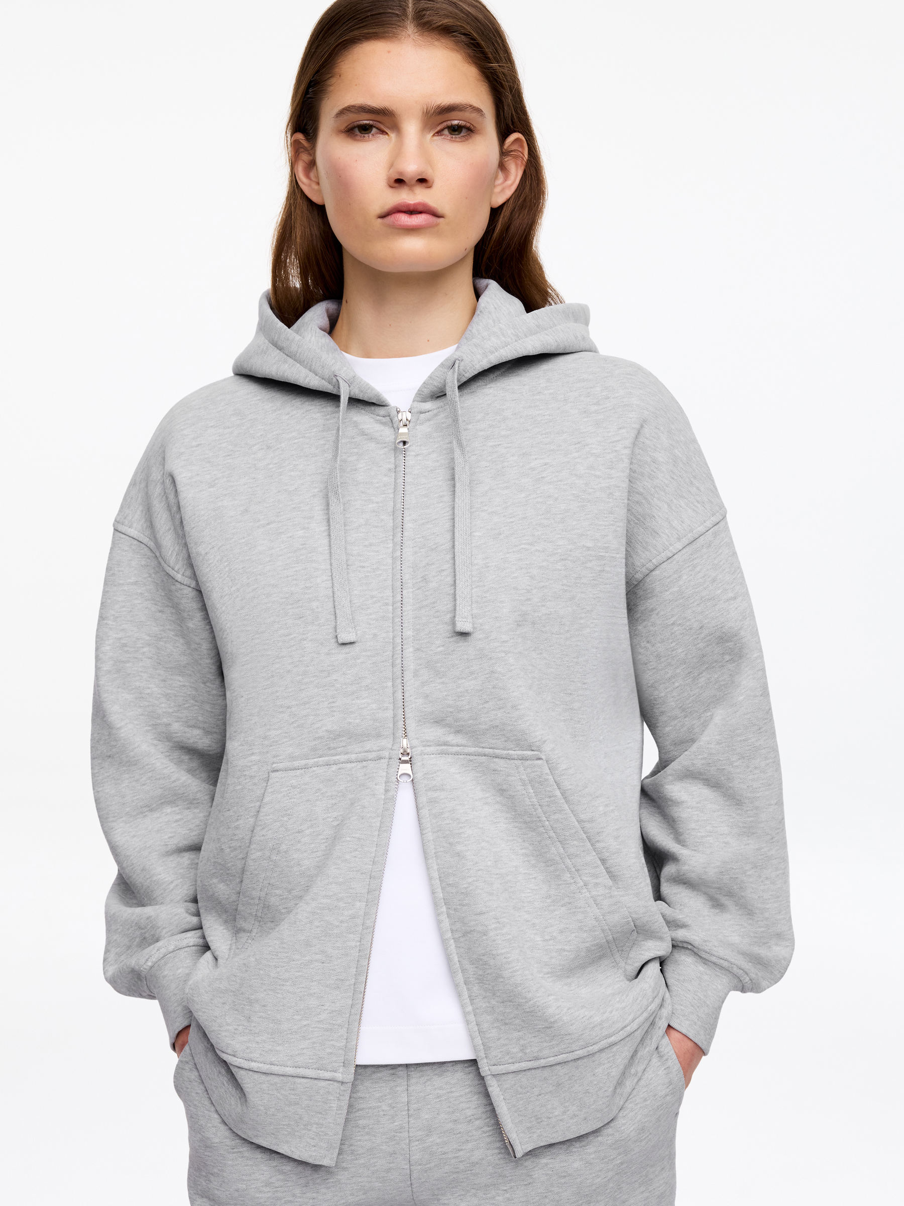 Zip Hoodie - Grey - Loose fit - Women - StillMedia/Lookbook - 3