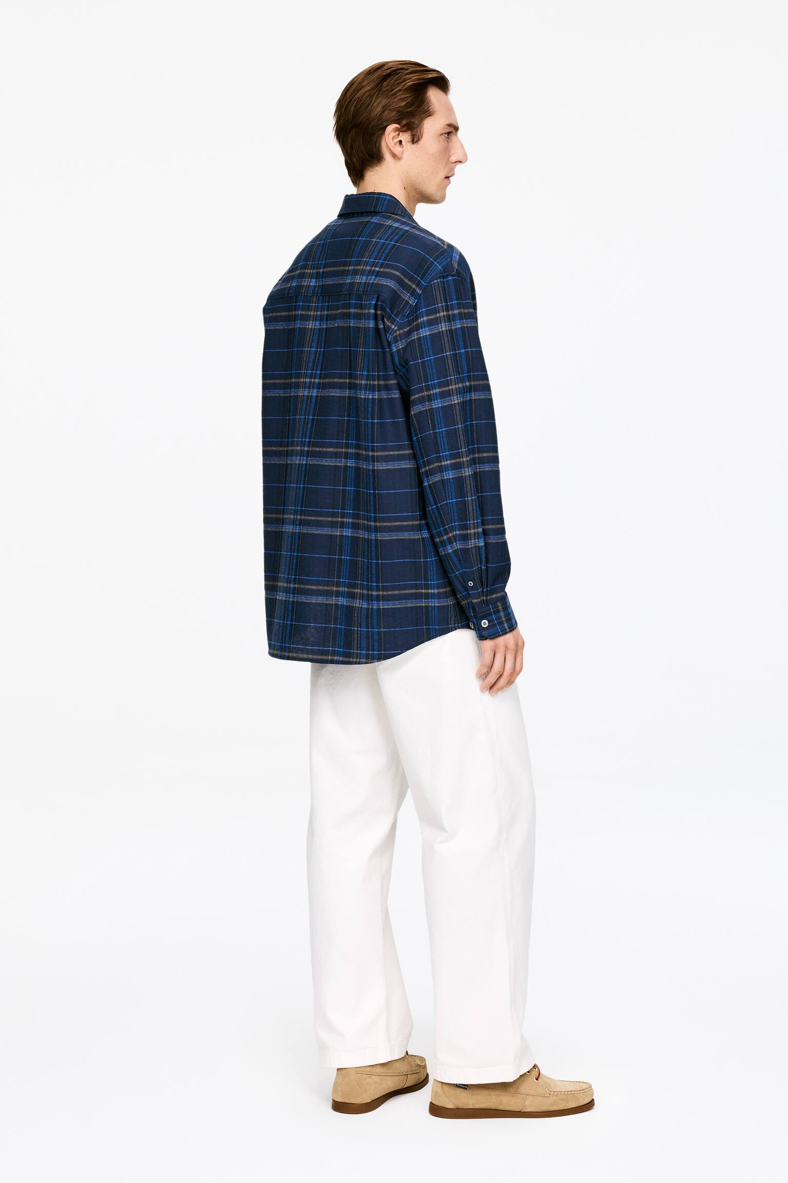 Camicia in flanella dalla vestibilità rilassata - Blu/A quadri - 6