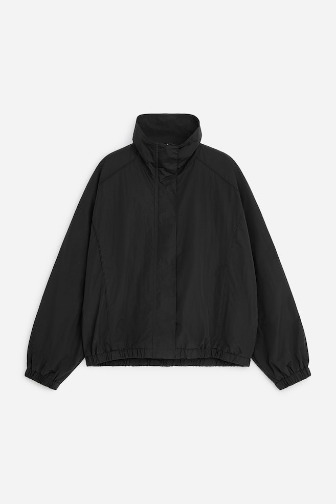 Funnel-Neck Nylon Jacket - Black - 1