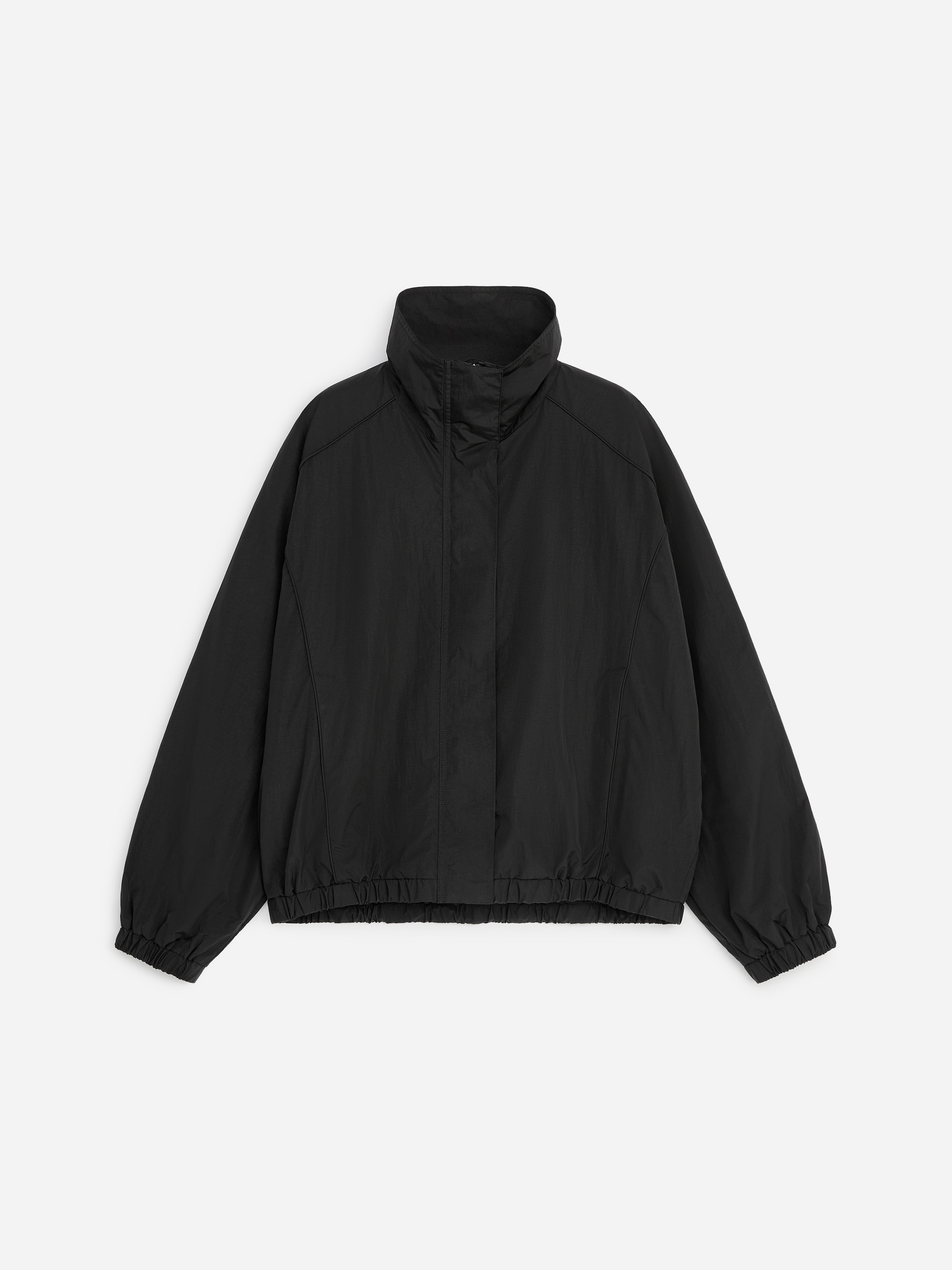 Funnel-Neck Nylon Jacket - Black - Oversized - Women - StillMedia/DescriptiveStillLife - 2