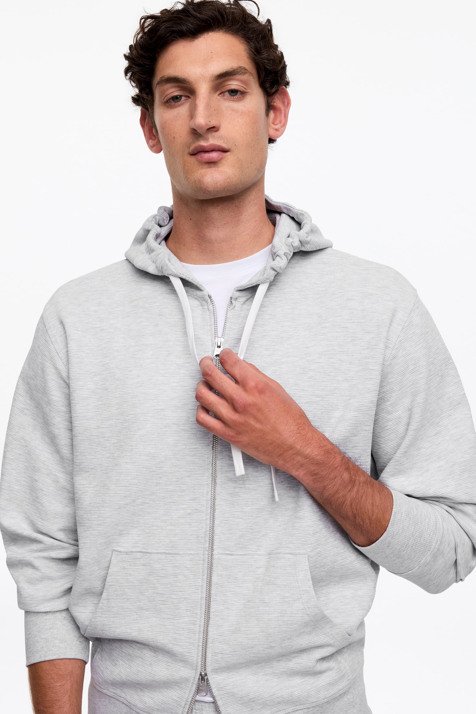 Jersey hoodie met rits - Lichtgrijs gemêleerd - 6