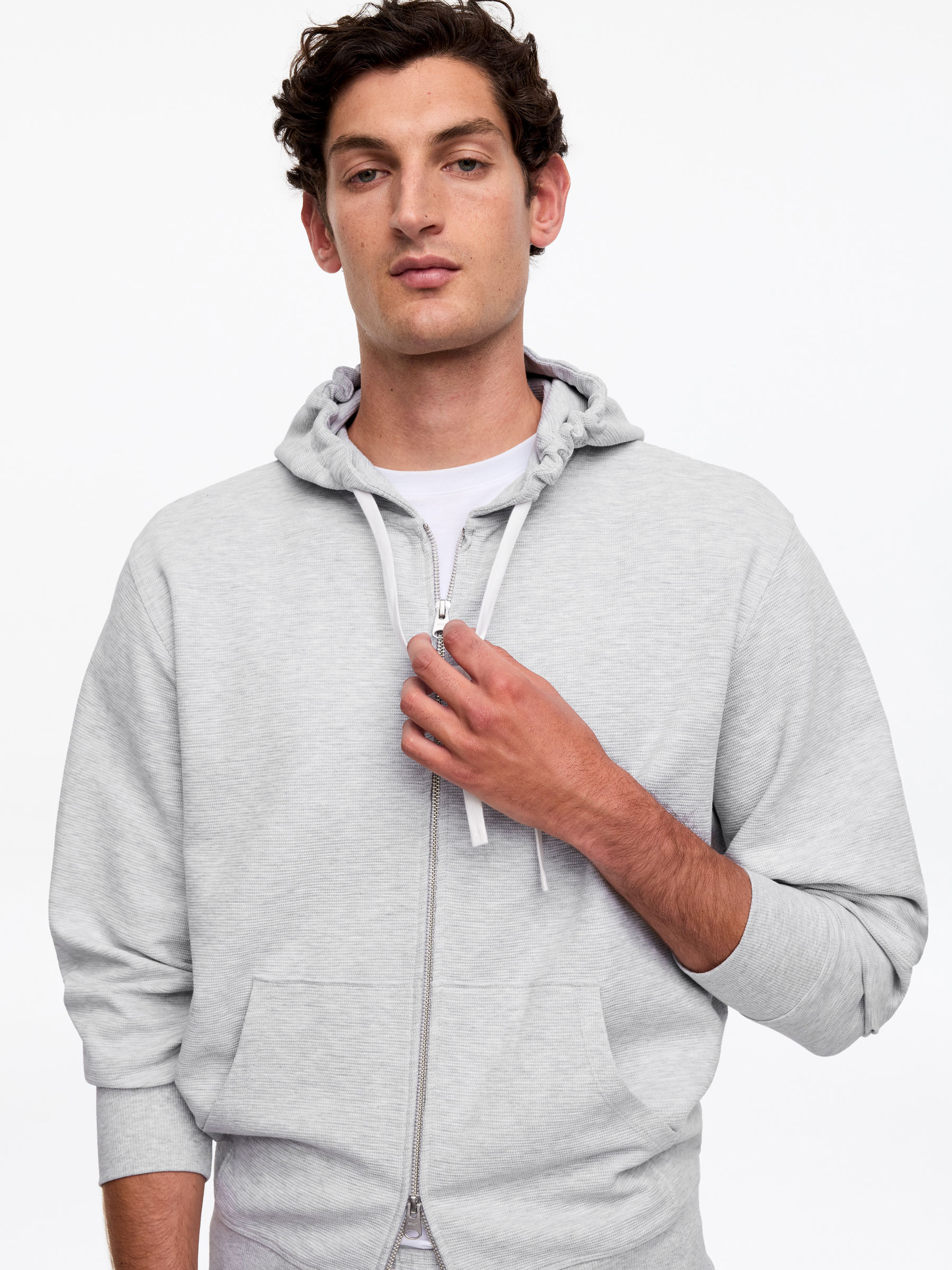 Jersey-Kapuzenjacke mit Reißverschluss - Hellgrau meliert - Regular Fit - Men - StillMedia/Lookbook - 5