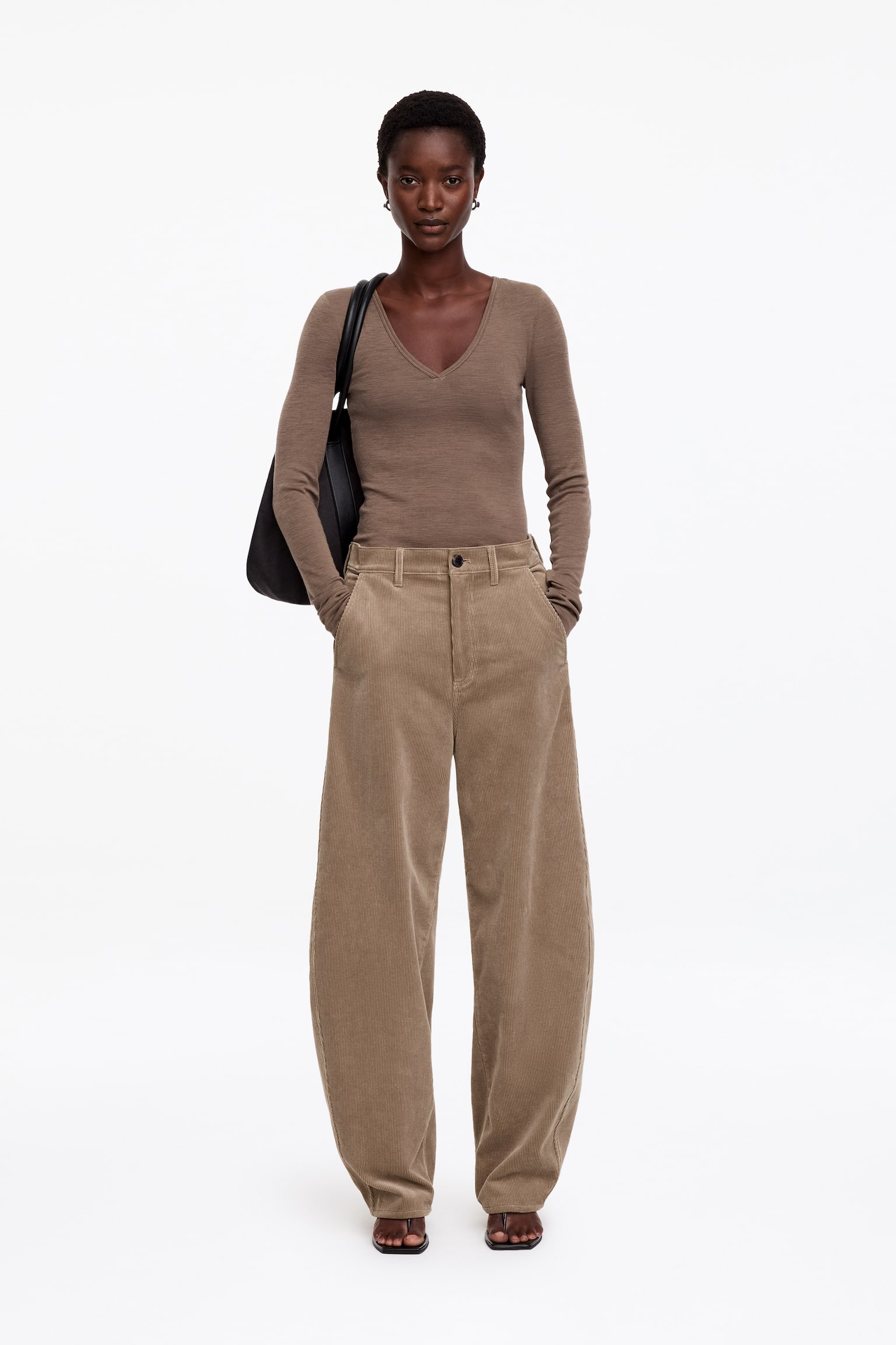 Pantalones barrel de pana - Beige/Azul - 1