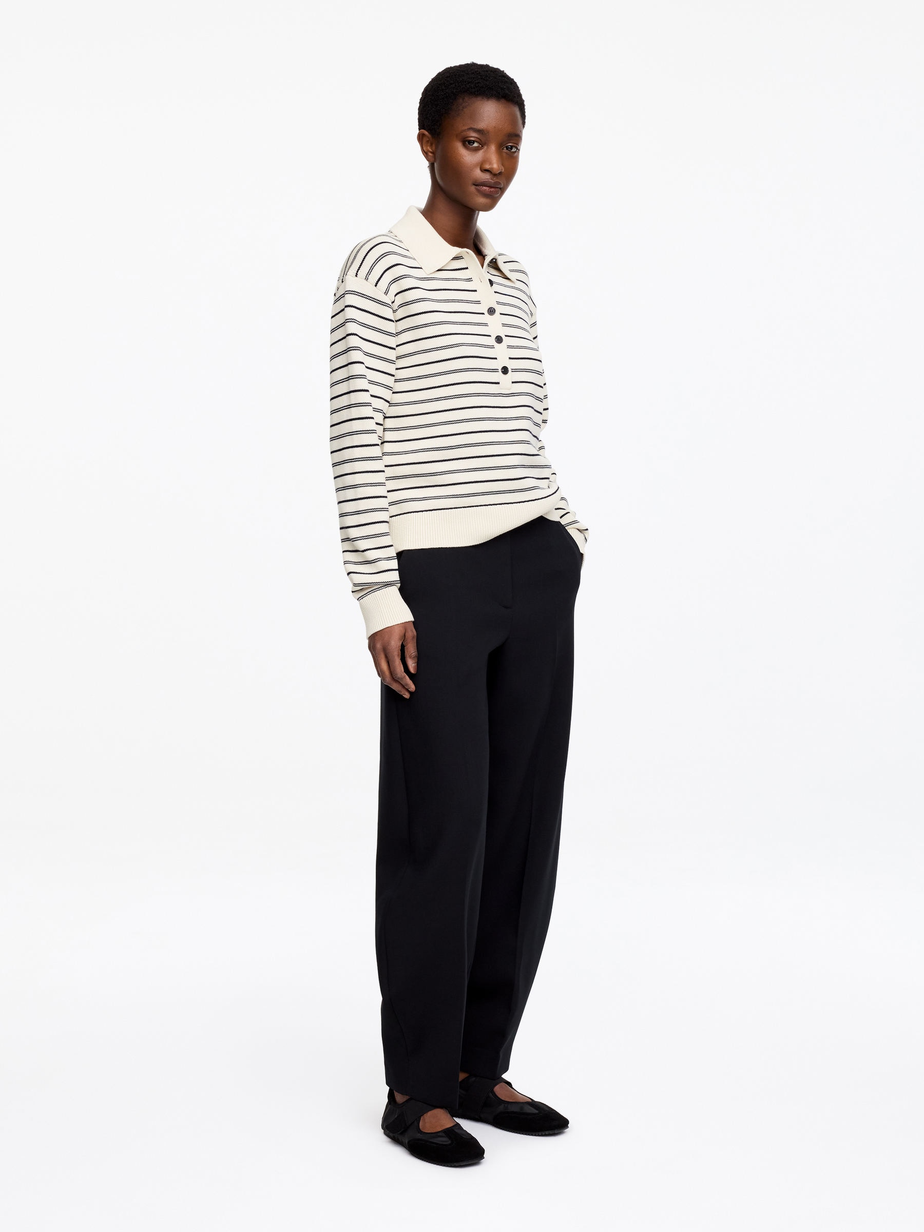 Polo en maille - Beige/Rayures - Regular fit - Femme - StillMedia/Lookbook - 5