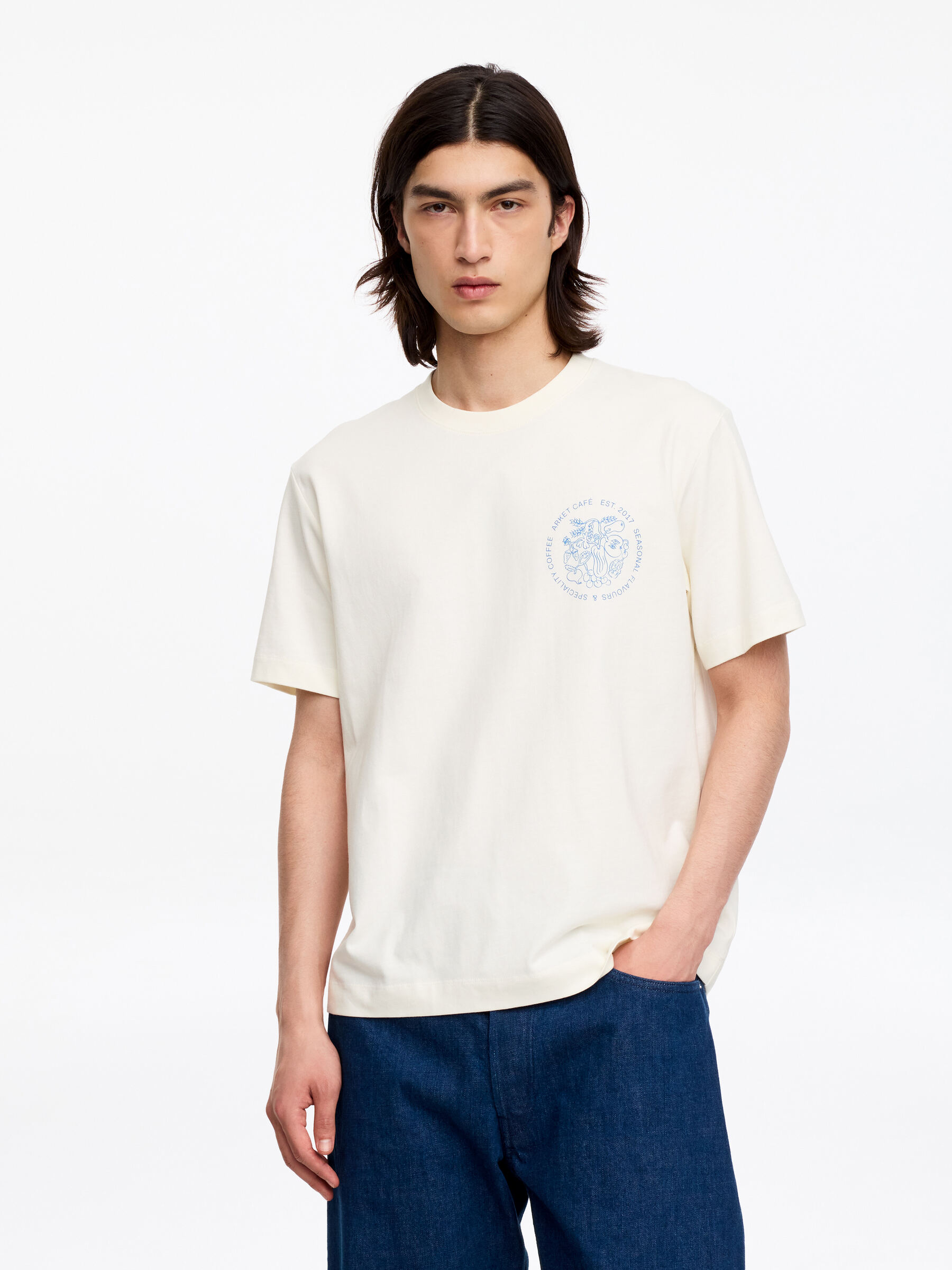 ARKET CAFÉ Printed T-Shirt-#3C639C-17985